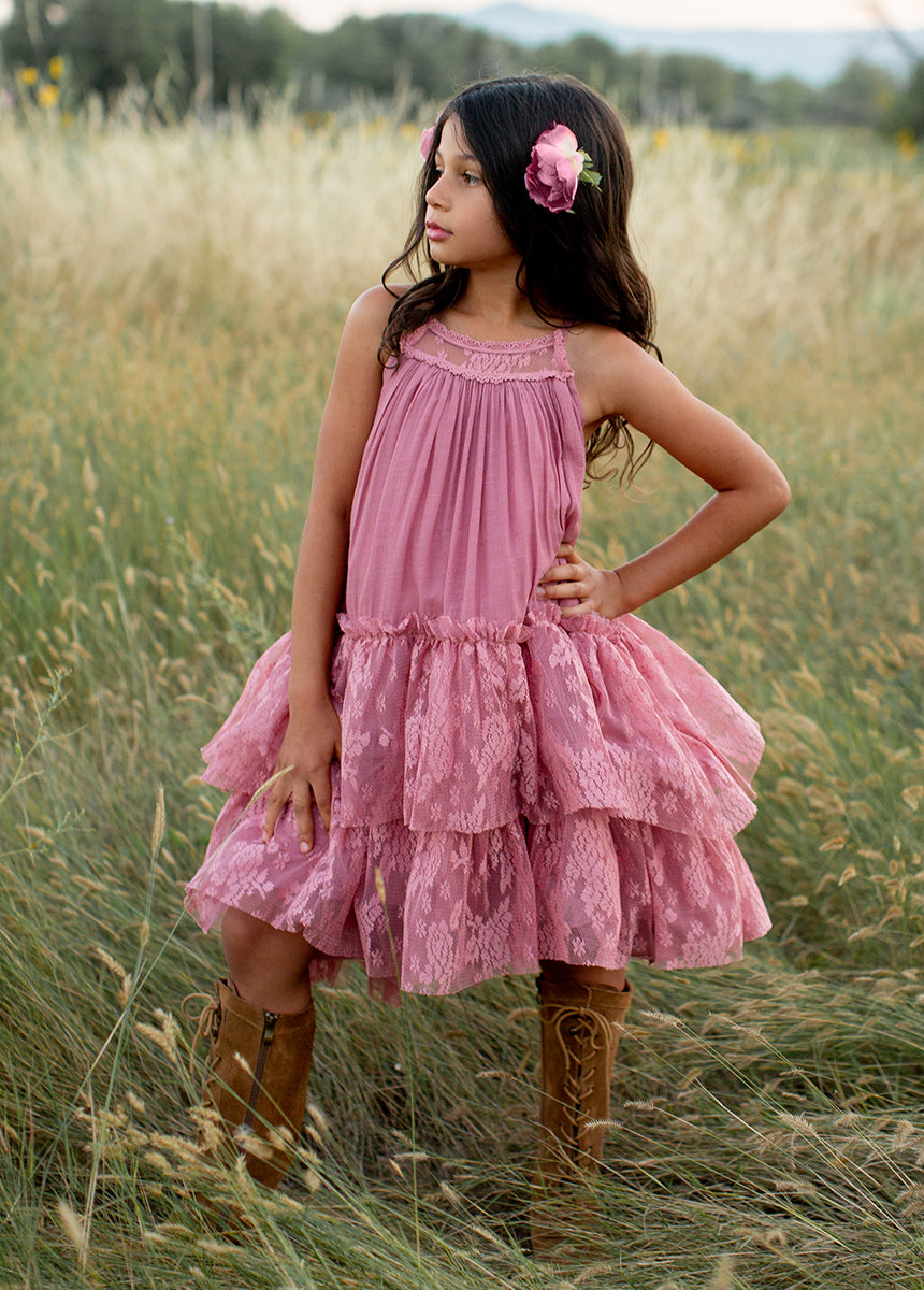 Elegant Catrina Dress in Dusty Rose - Flowy Midi Dress for Women | Perfect for Parties, Weddings & Special Occasions