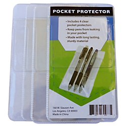 Clear Pocket Protectors - Pack of 4 | Durable Plastic Business Card & ID Holders for Office, School, and Professional Use