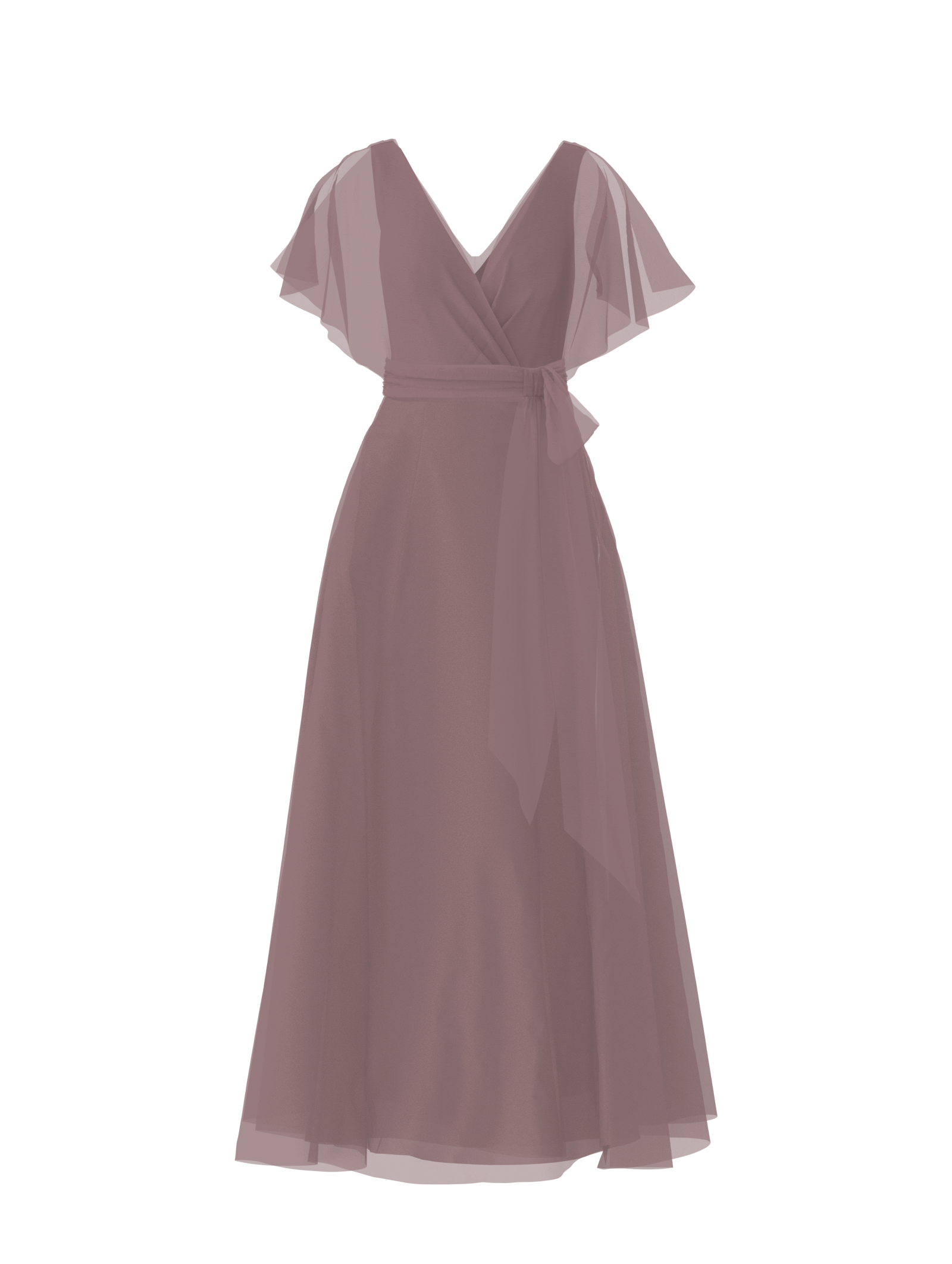 Elegant Ava Bodice with Cerisa Skirt and Sash Belt in Mauve - Perfect for Weddings, Prom, and Formal Events