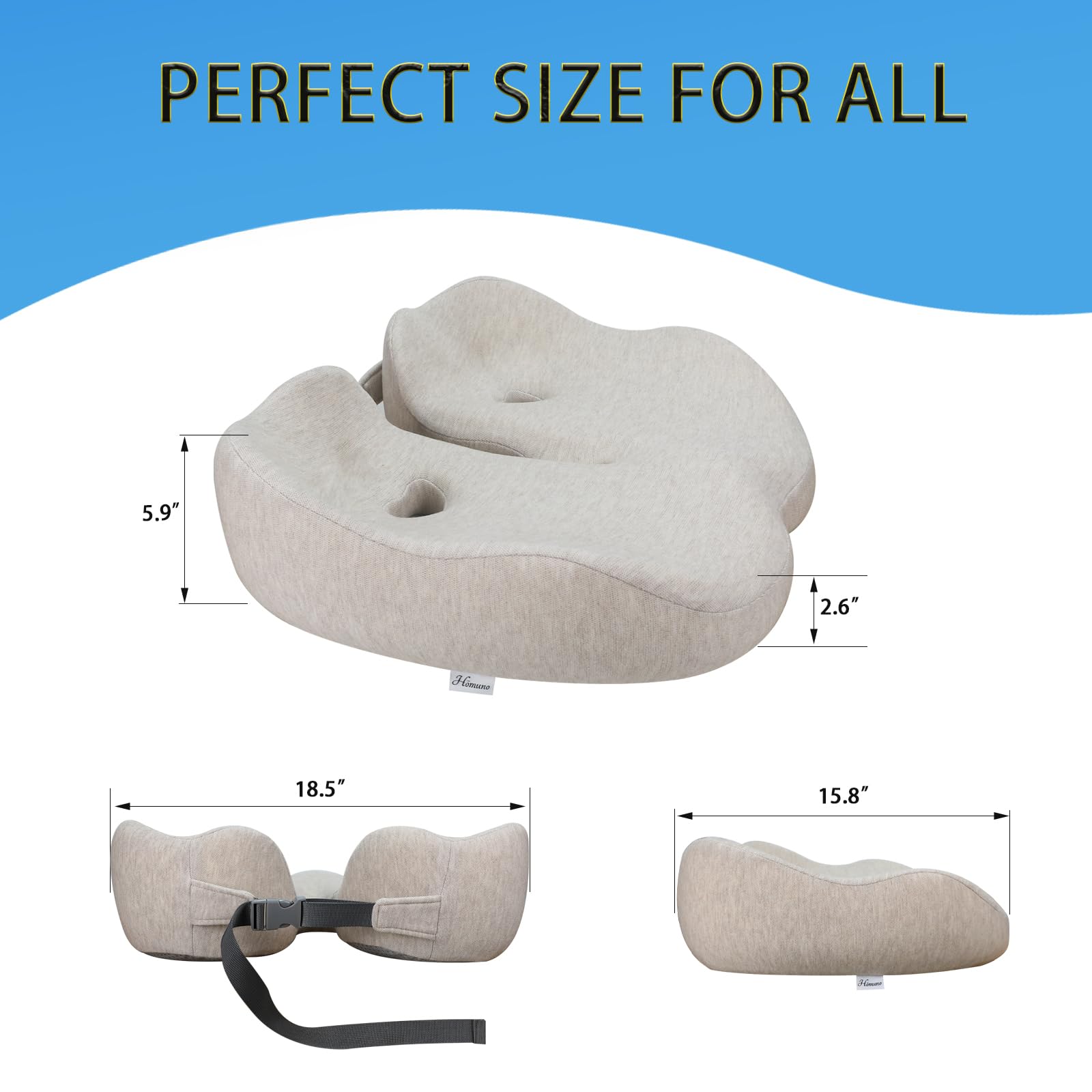Premium Extra Large Memory Foam Seat Cushion for Office Chairs - Sciatica & Tailbone Pain Relief, Pressure Relief for Long Sitting - Ergonomic Support for Gaming Chairs, Car Seats & Home Office (Khaki) - Perfect for Work, Gaming & Long Commutes