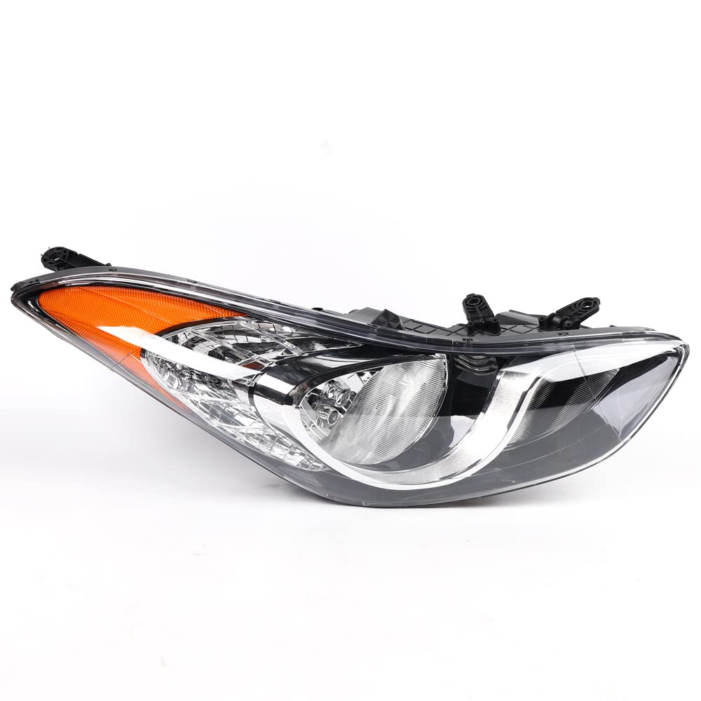 2011-2013 Hyundai Elantra Right Passenger Side Headlight Assembly - OEM Replacement Halogen Headlamp with Black Housing (Part# HY2502161) | Perfect for Night Driving & Foggy Conditions