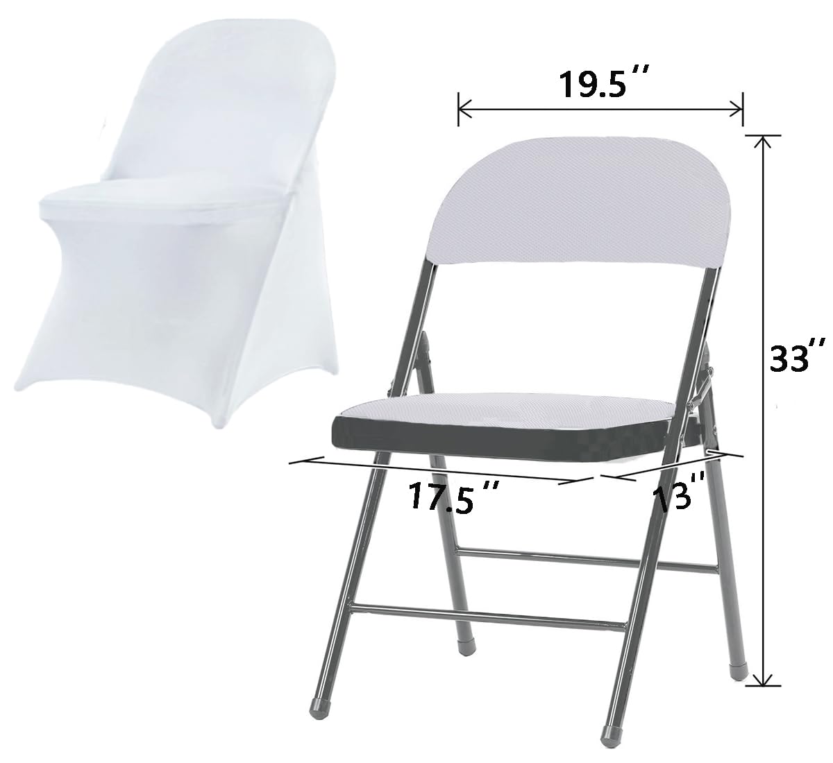 50 Pack White Folding Chair Covers - Stretchable Spandex Banquet & Wedding Chair Slipcovers - Perfect for Events, Parties, and Home Decor