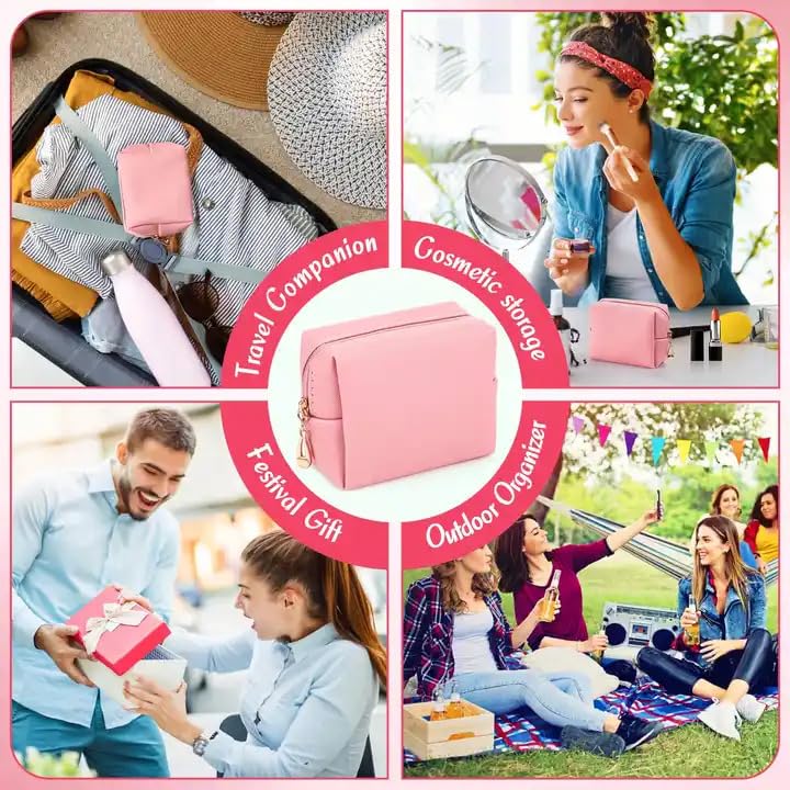 Kartbrink Women's Makeup Pouch Set of 2 - Travel Cosmetic Organizer Bag, Toiletry & Makeup Accessories Storage (Pink & Pink/Black) | Perfect for Travel, Gym & Daily Beauty Essentials