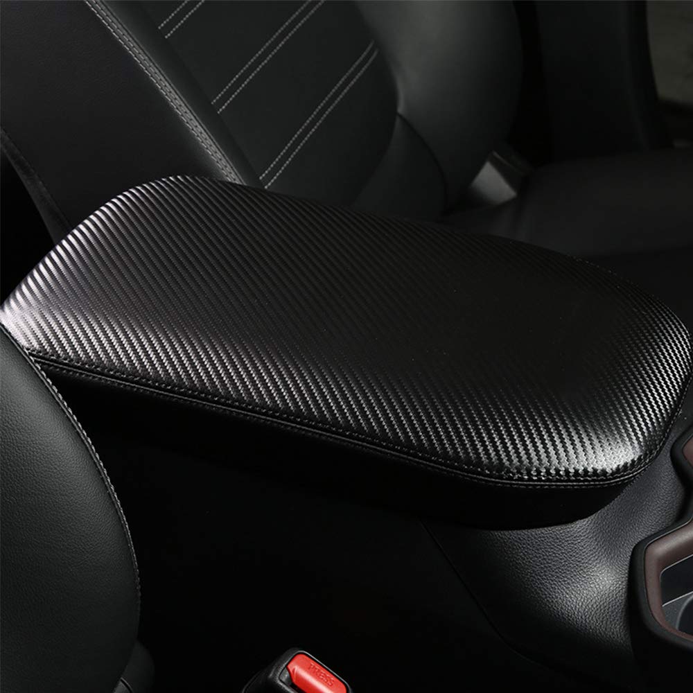 Premium Car Armrest Cover for Toyota RAV4 2019-2025 - Black Carbon Fiber Center Console Protector Pad | Durable Interior Accessories | Perfect for Long Drives & Daily Commutes