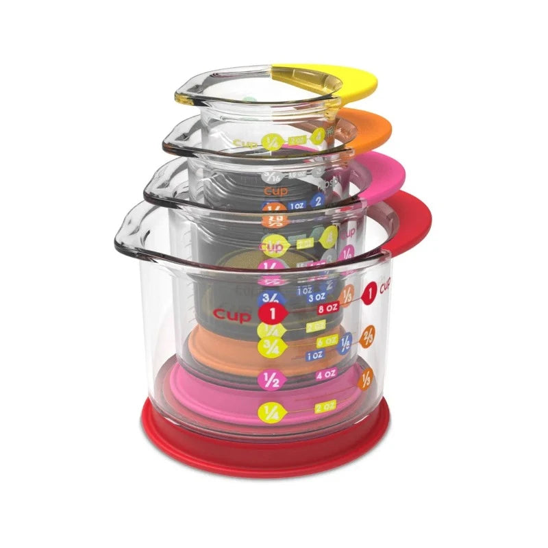 Rainbow Fraction® Liquid Measuring Cups - Set of 4 for Baking & Cooking - Perfect for Kids Learning Fractions & Kitchen Measurements - Ideal for Home, School & STEM Education Activities