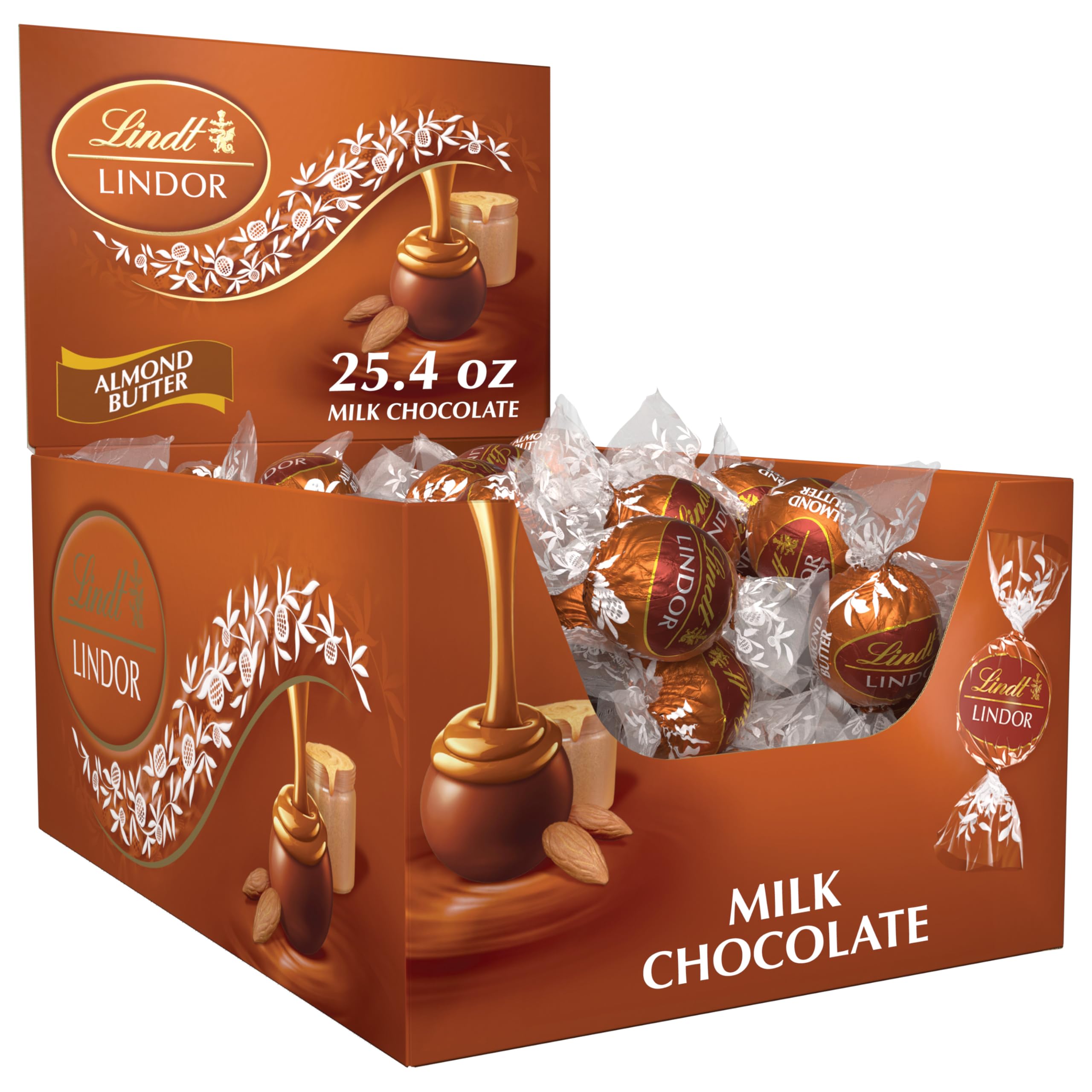 Lindt LINDOR Almond Butter Milk Chocolate Truffles - Creamy Almond Filling in Smooth Milk Chocolate - 60 Count (25.4 oz) - Perfect for Gifts, Parties & Sweet Treats