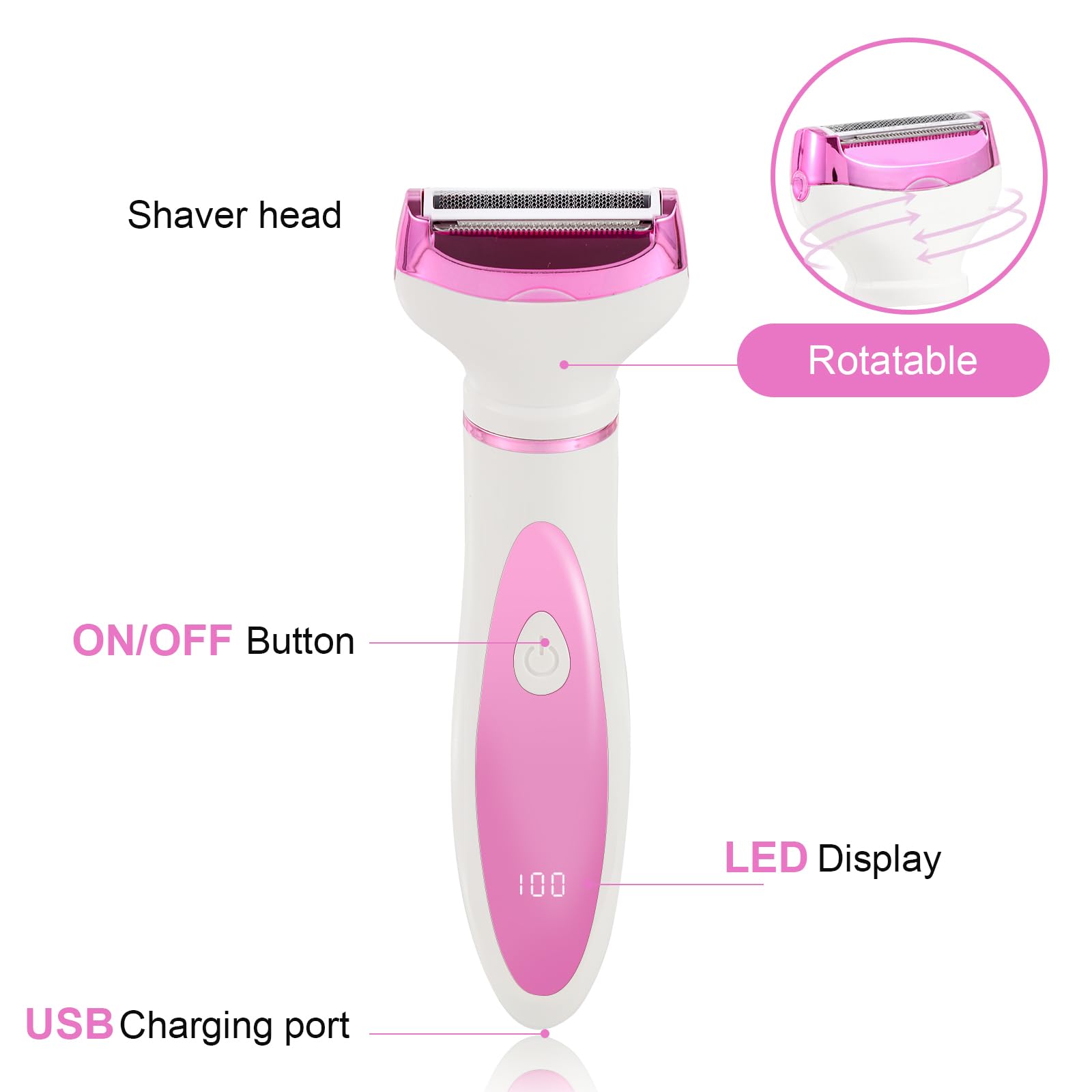 Best Electric Shaver for Women - Painless 4-in-1 Rechargeable Hair Removal Kit for Bikini, Face, Legs, Nose & Armpits | Smooth Shaving for Daily Grooming & Travel