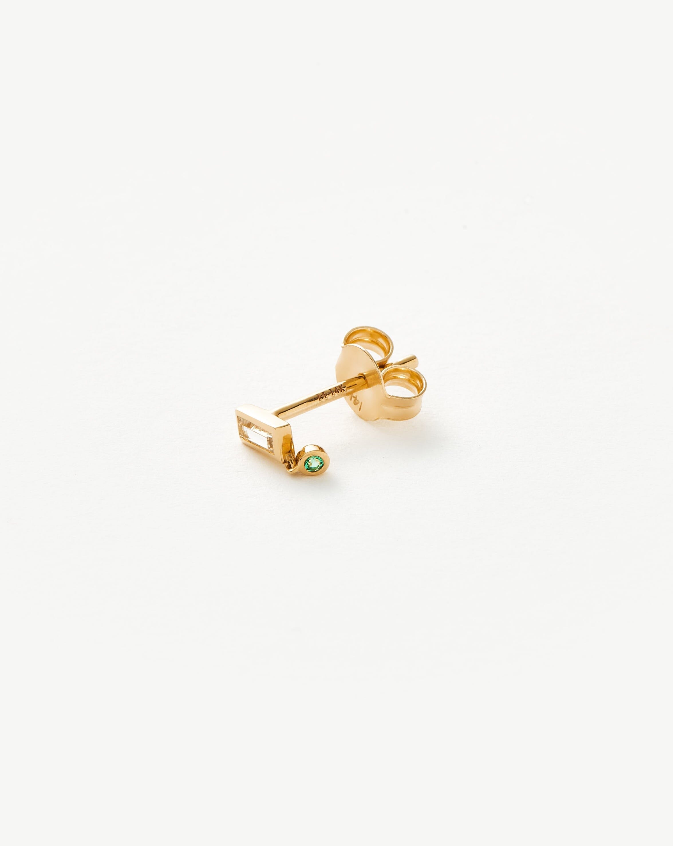 Exquisite Emerald Single Drop Stud Earrings for Women - 14K Gold Plated Elegant Jewelry Gift - Perfect for Weddings, Parties & Special Occasions