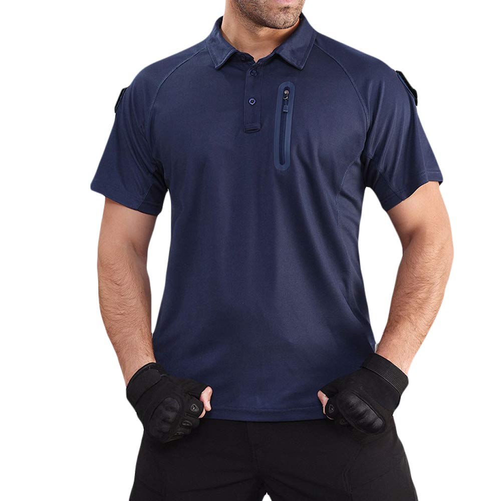 FTIMILD Men's Tactical Shirt - Quick Dry Moisture Wicking Short Sleeve Polo for Outdoor Hiking, Camping & Work | Military Style Performance Top for Active Men