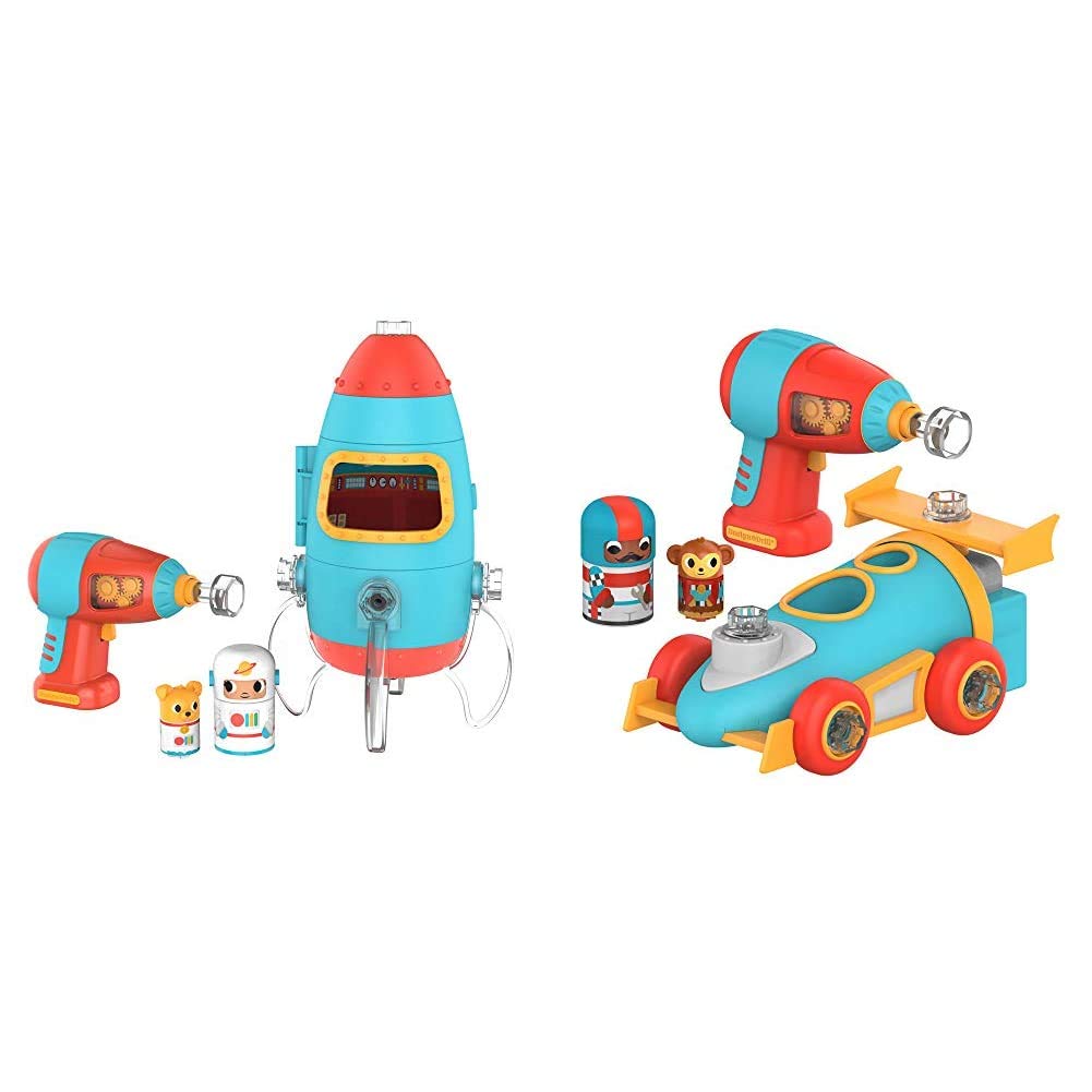 Educational Insights Design & Drill Bolt Buddies Rocket & Race Car STEM Toy | Fine Motor Skills Learning Kit for Kids Ages 3+ | Creative Building & Pretend Play for Preschoolers