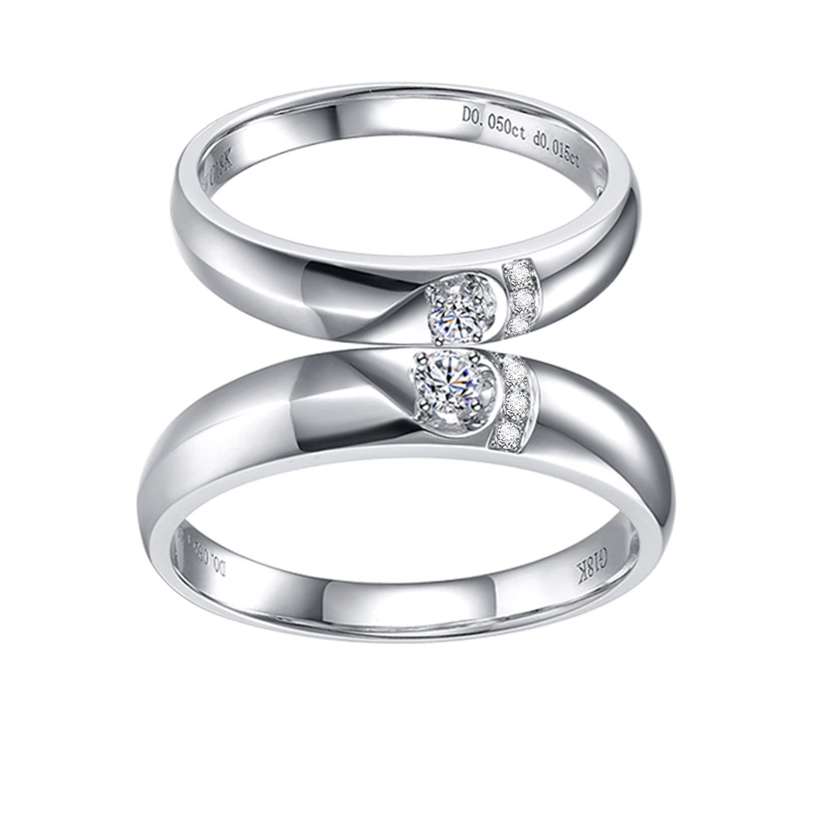Diamond Matching Couples Rings for Him and Her - Sterling Silver/10K/14K/18K Wedding Promise Rings with Free Engraving | Perfect for Anniversaries, Engagements & Romantic Gifts
