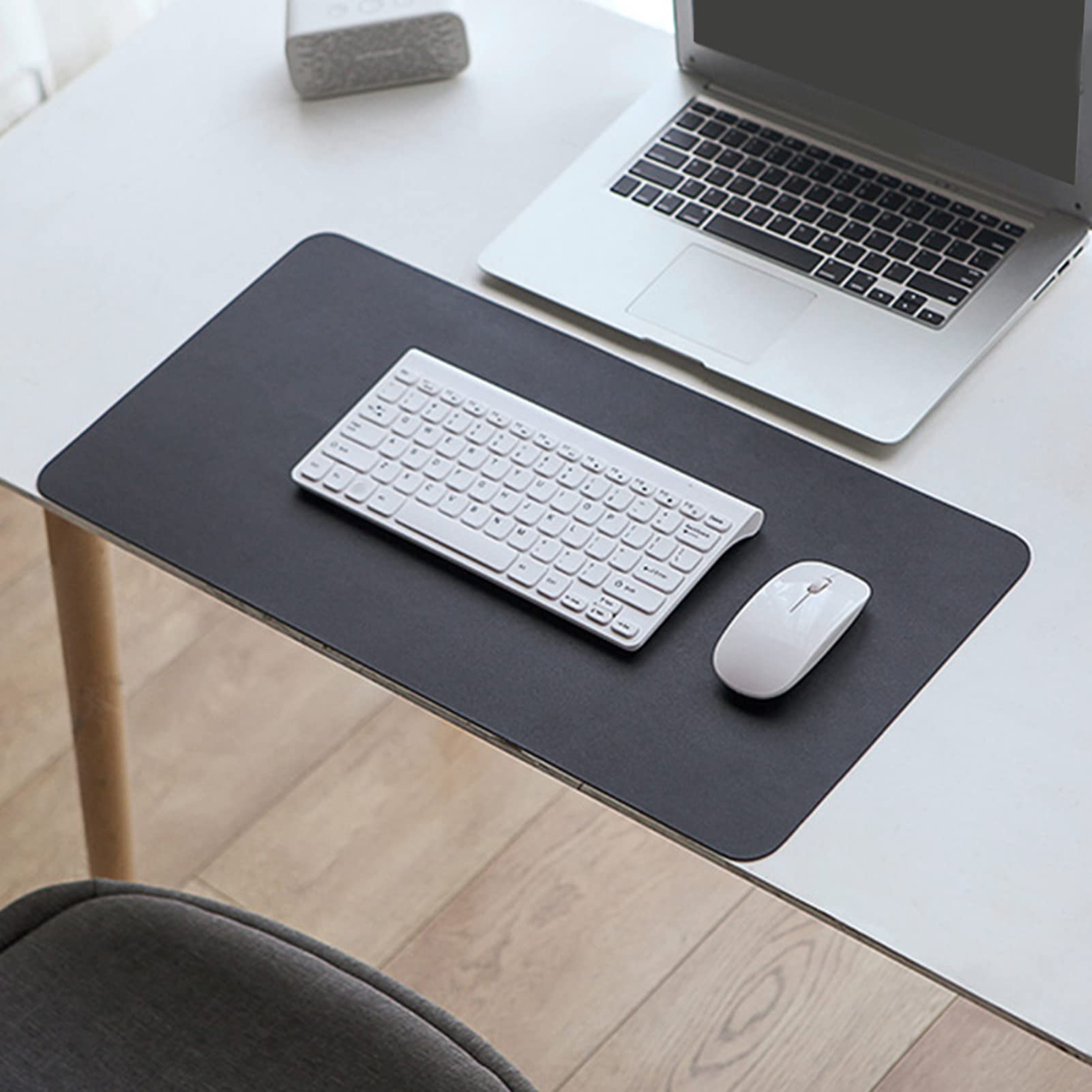 Premium PU Leather Desk Pad & Mouse Mat - Extra Large 80x40cm, Ultra Thin Waterproof Office Desk Protector - Black | Perfect for Gaming, Work & Home Office Setup