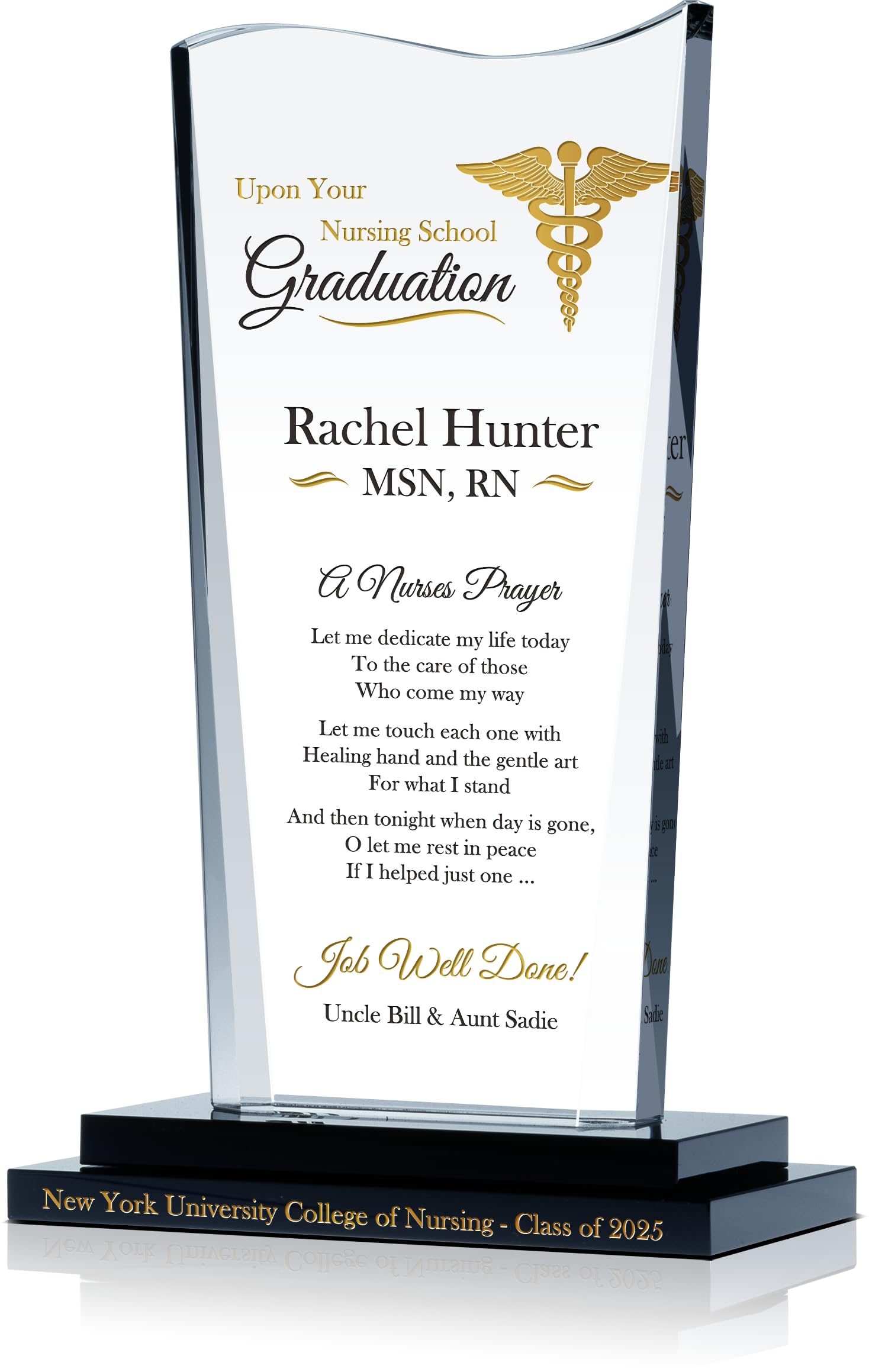 Personalized Crystal Nurse's Prayer Graduation Gift Plaque - Religious Keepsake for Nurses, Graduates, Daughter, Son, Granddaughter, Grandson, Niece, Nephew & Family Members (7.5 Inch) - Perfect for Nursing School Graduation, Appreciation Gifts & Inspirational Home Decor