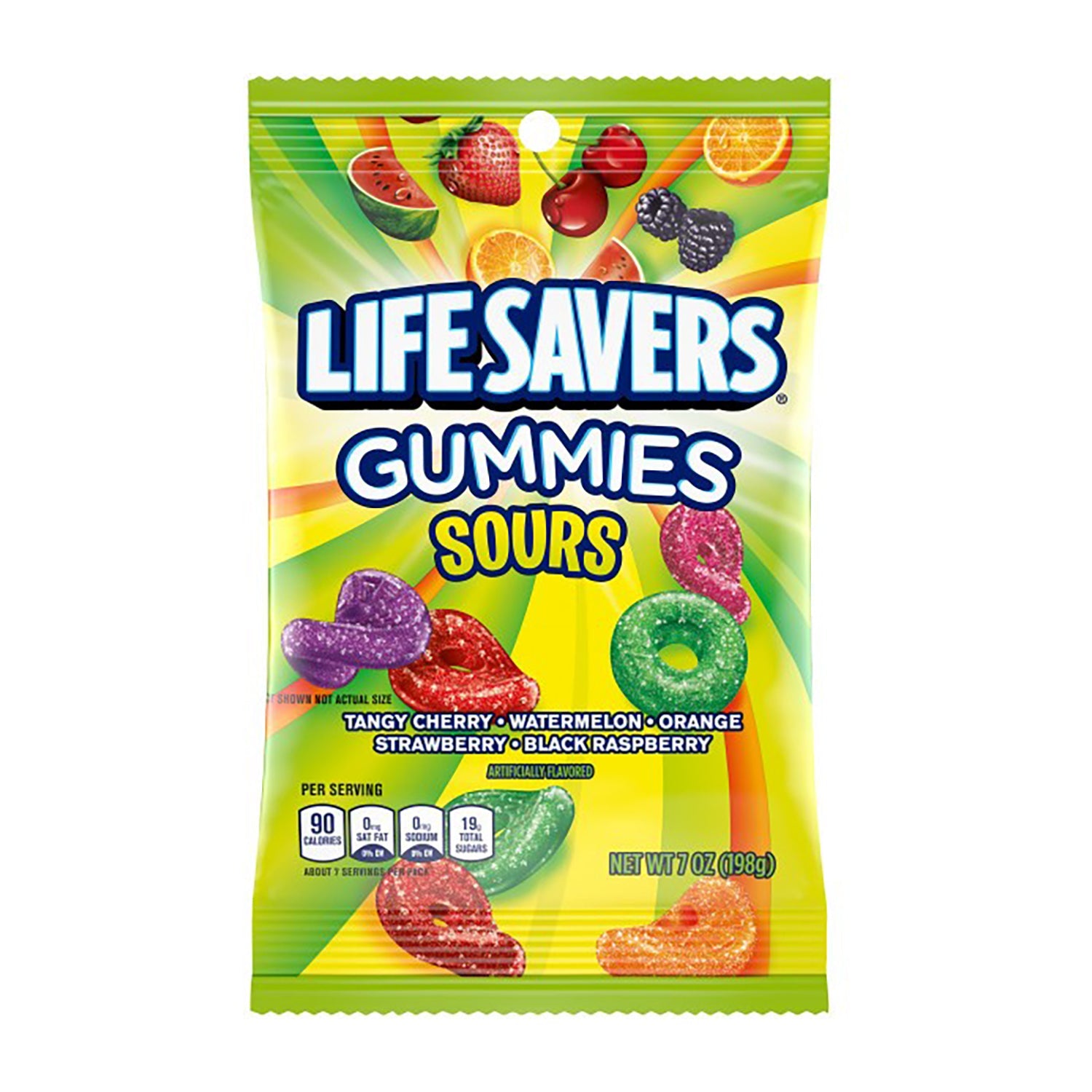 Lifesavers Gummy Sours Candy - 7oz Bags, 12 Count Case - Bulk Sour Gummy Candy for Parties, Halloween Treats & Office Snacks