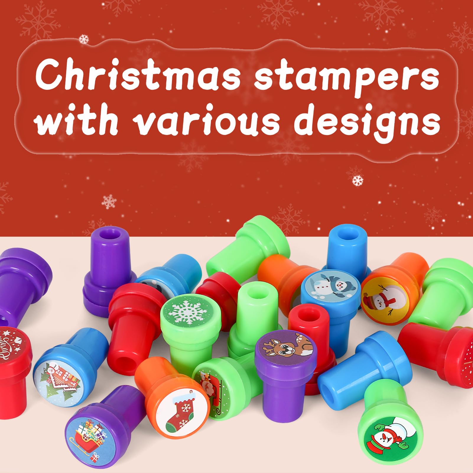 40 Pcs Christmas Stamps for Kids - Holiday Decorations, Party Favors, Stocking Stuffers & Goodie Bag Fillers - Fun Xmas Gifts & Prizes for Children - Perfect for Holiday Crafts, DIY Cards & Classroom Activities