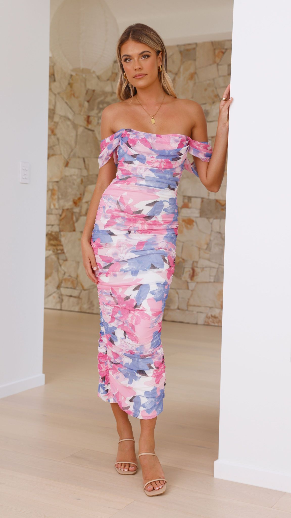 Kylie Maxi Dress - Pink & Blue Floral Print Summer Dress for Women | Beach Wedding, Vacation, Party Outfit