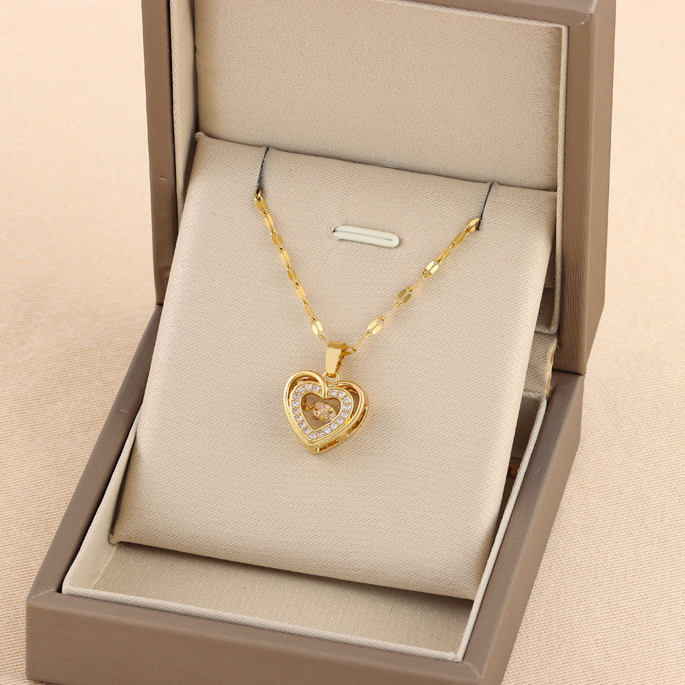 Valentine's Day Gifts for Her - Double Layer Smart Love Pendant Titanium Steel Necklace, Romantic Couple Jewelry for Women - Perfect for Anniversaries, Date Nights & Special Occasions