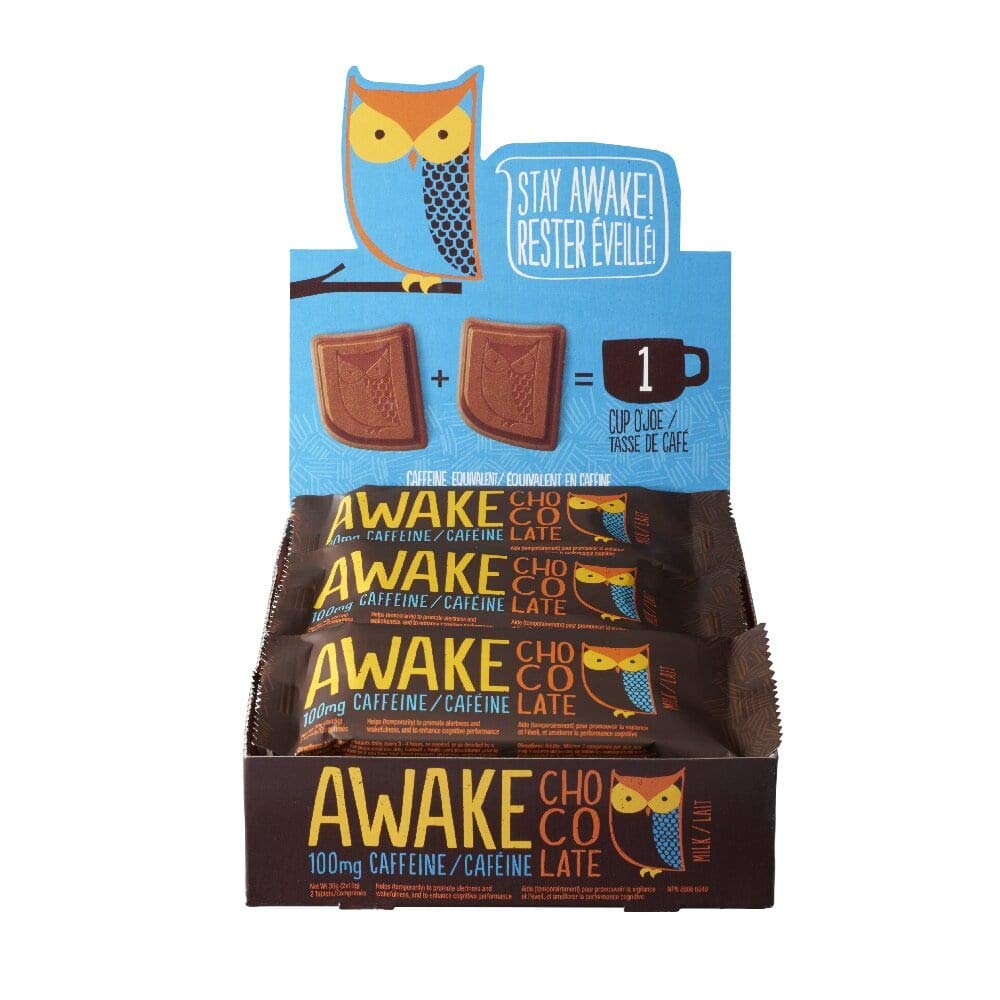 Awake Caffeinated Chocolate Bar - 72ct Energy Snack for Workouts & Travel