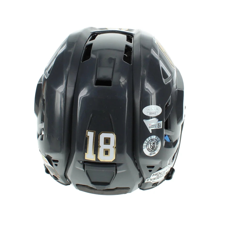 Authentic James Neal Signed Vegas Golden Knights Game-Used Grey Hockey Helmet with 