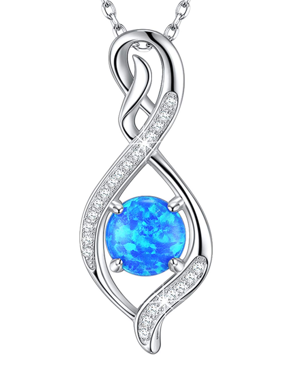 Endless Love Birthstone Necklace for Women - Aquamarine & Emerald Jewelry Gift for Wife, Mom, March April May Birthdays, Perfect for Anniversaries, Valentine's Day & Special Occasions