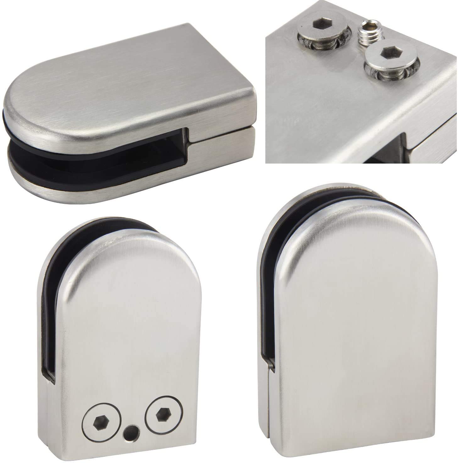 24PCS Stainless Steel Glass Clamps 6-8mm Adjustable for Balustrade & Staircase - Handrail Installation
