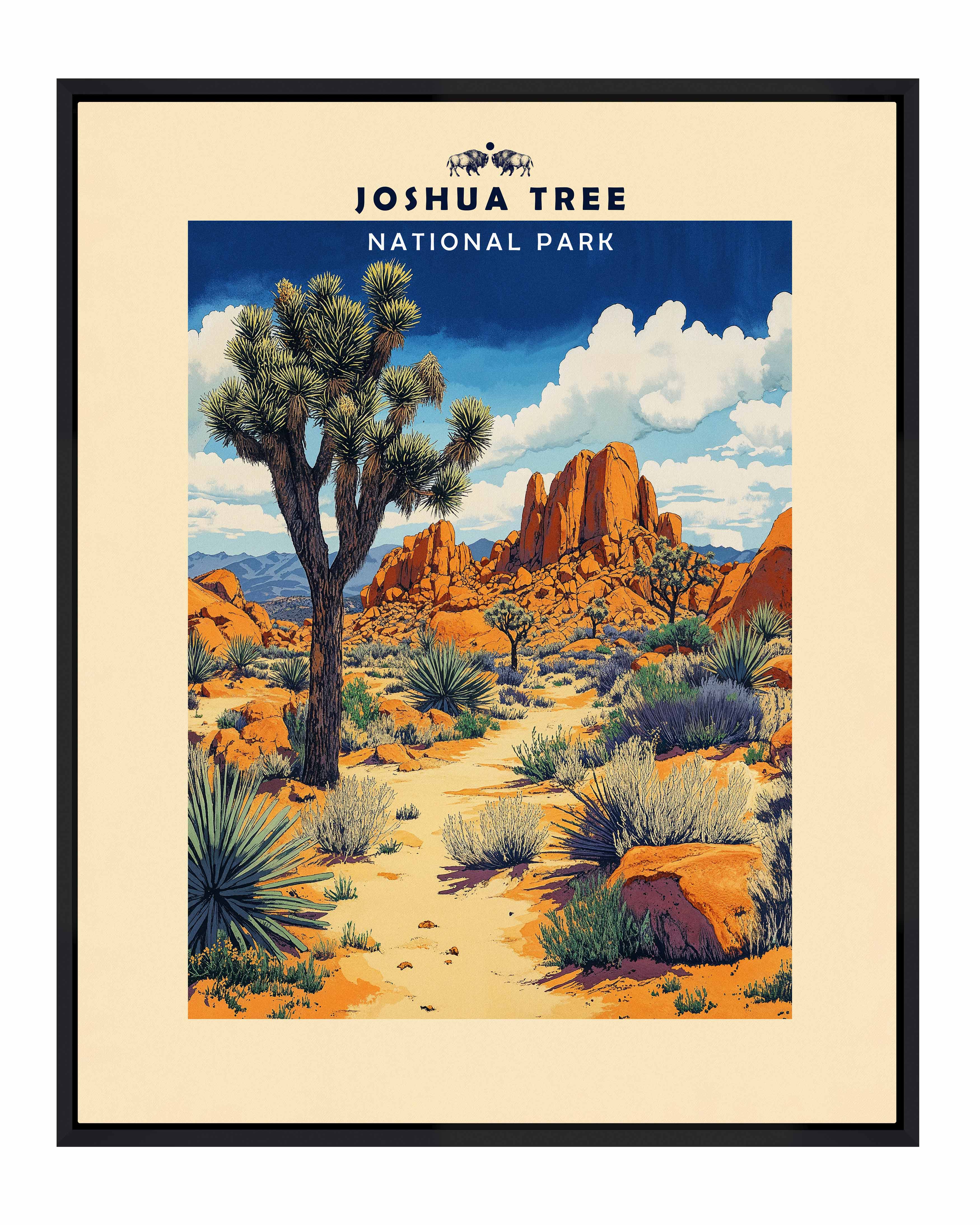 Joshua Tree Gallery Wrapped Canvas Wall Art - Stunning Desert Landscape Painting for Living Room, Bedroom & Office Decor