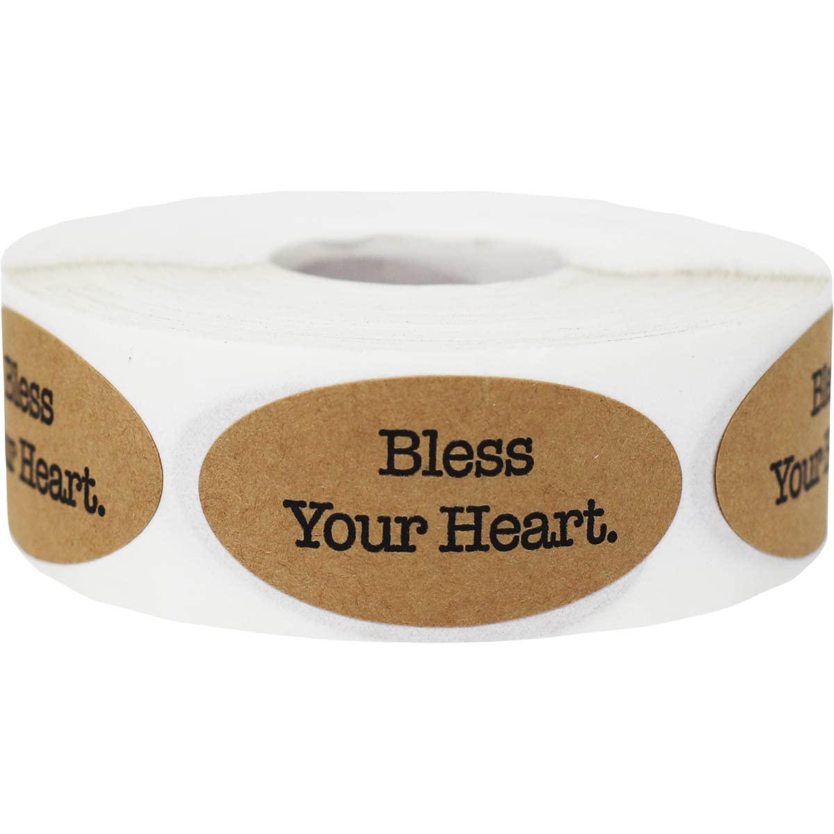 Bless Your Heart Natural Kraft Stickers - 1x2 Inch Oval Labels (500 Pack) - Perfect for Scrapbooking, DIY Crafts & Gift Wrapping