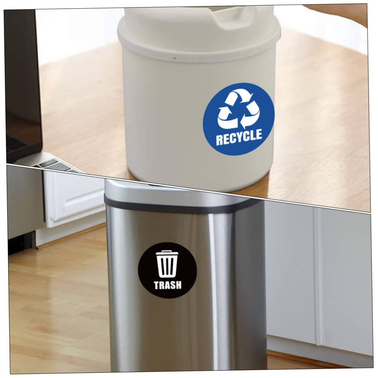 NUOBESTY Recycle & Trash Decal Sticker Set - PVC Waste Sorting Labels for Home & Office Trash Cans - Perfect for Kitchen, Bathroom & Classroom Recycling Bins