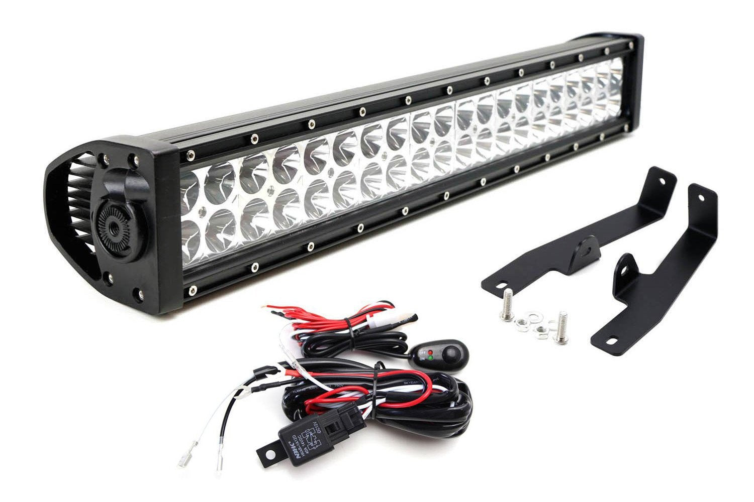 120W 20 LED Light Bar with Lower Bumper Brackets & Wiring Kit - Compatible with 2006-2008 Ford F150 - Off-Road Lighting for Trucks, ATVs, and Trail Adventures