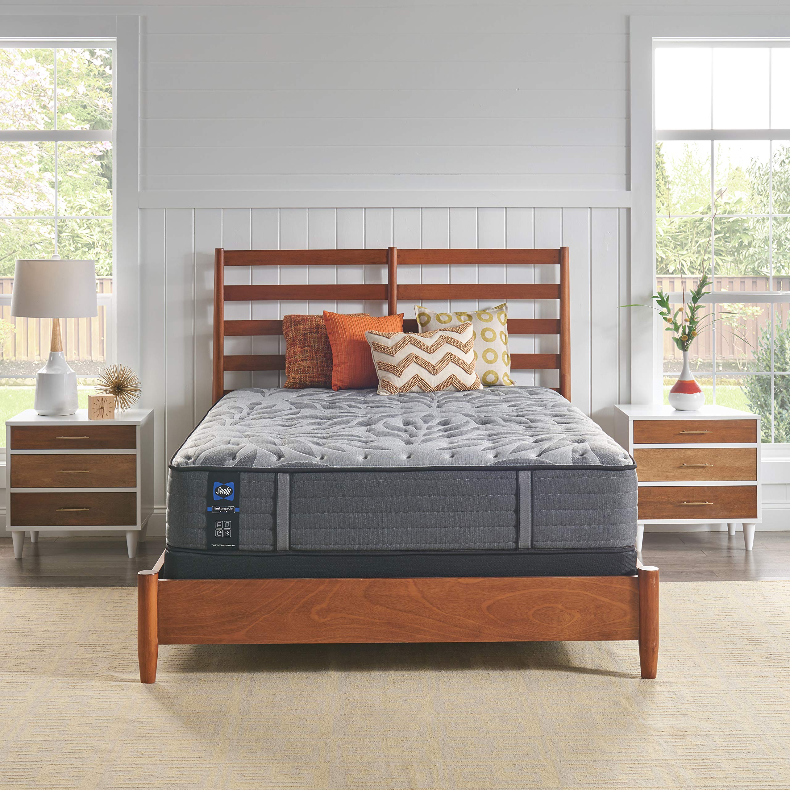 Sealy Posturepedic Plus 13-Inch Medium Firm Tight Top Mattress with Surface-Guard Technology | Split California King Size (Buy 2 for Complete Set) | Grey Luxury Bedding | Perfect for Master Bedrooms, Guest Rooms & Sleep Therapy