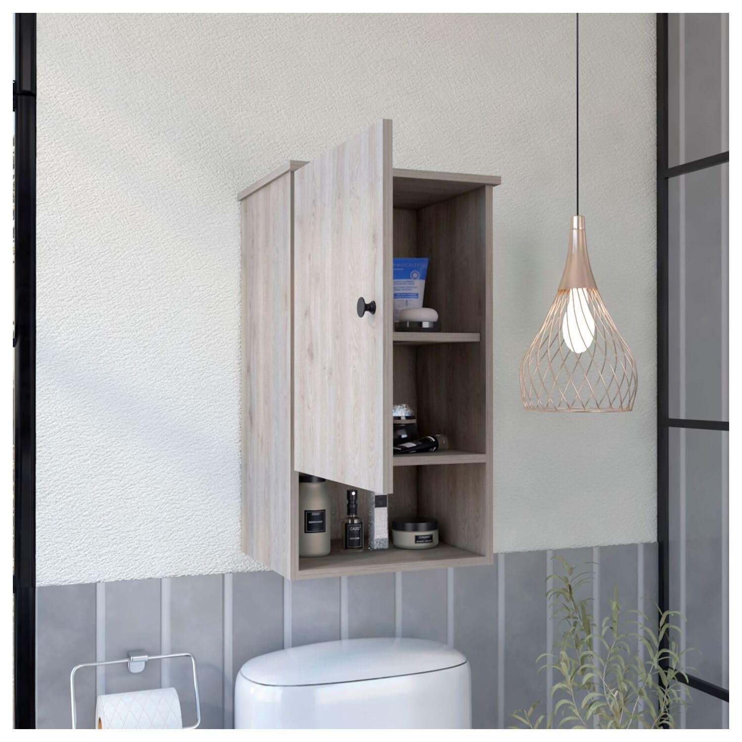 Boahaus Almada Wall Mounted Medicine Cabinet with Mirror - Gray Bathroom Storage for Toiletries & Essentials | Perfect for Bathroom, Vanity, and Home Organization