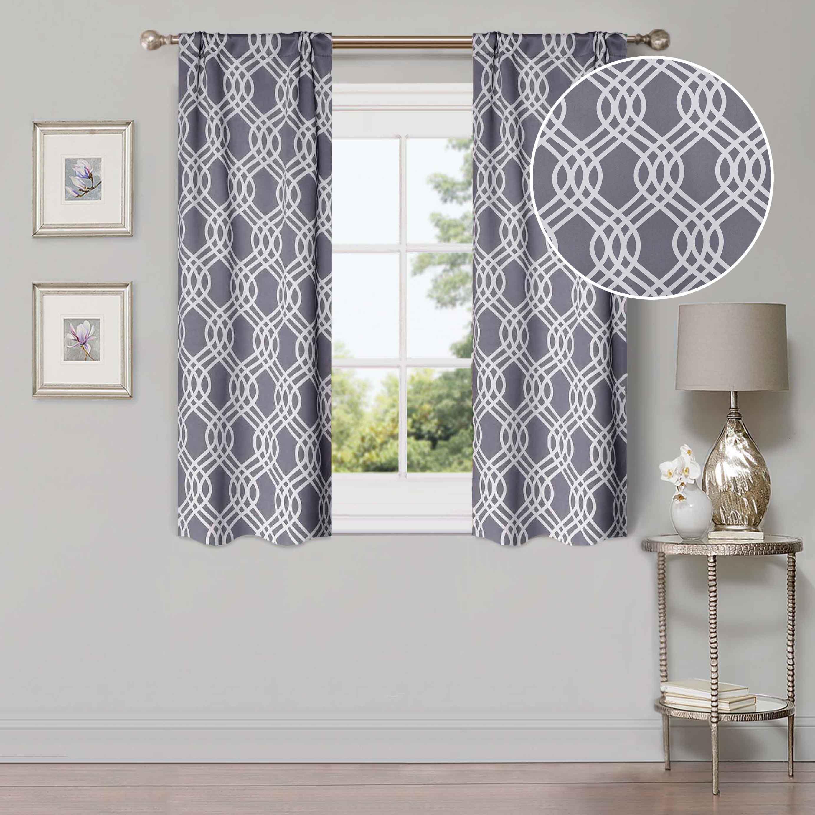 Washable Blackout Curtains with Ribbon Trellis Design - Room Darkening Window Treatment for Bedroom & Living Room - Thermal Insulated Drapes for Better Sleep and Energy Efficiency