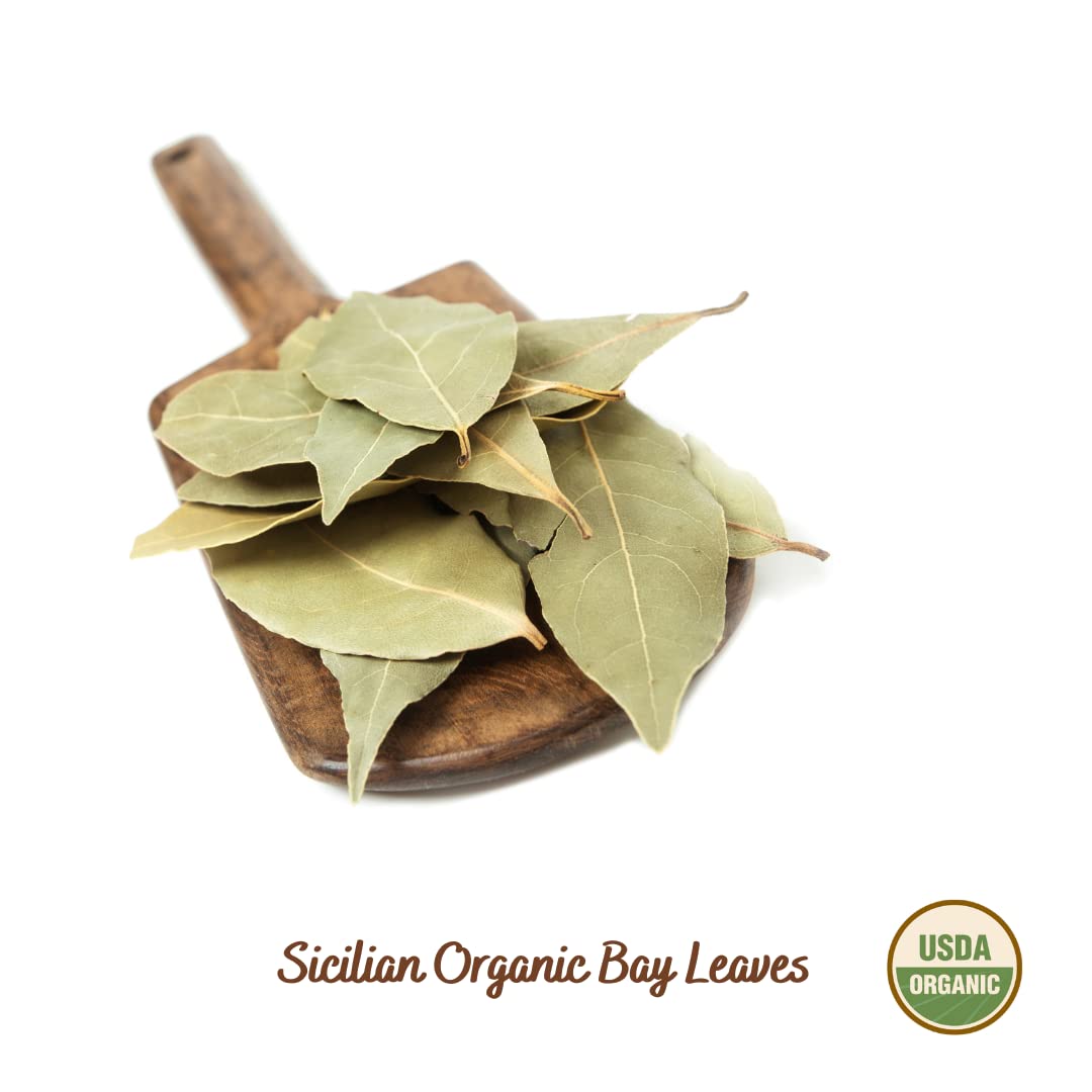 Organic Bay Leaves on Stem - Sicilian USDA Certified (25g/0.88oz) | Premium Culinary Herb for Soups, Stews & Mediterranean Cooking