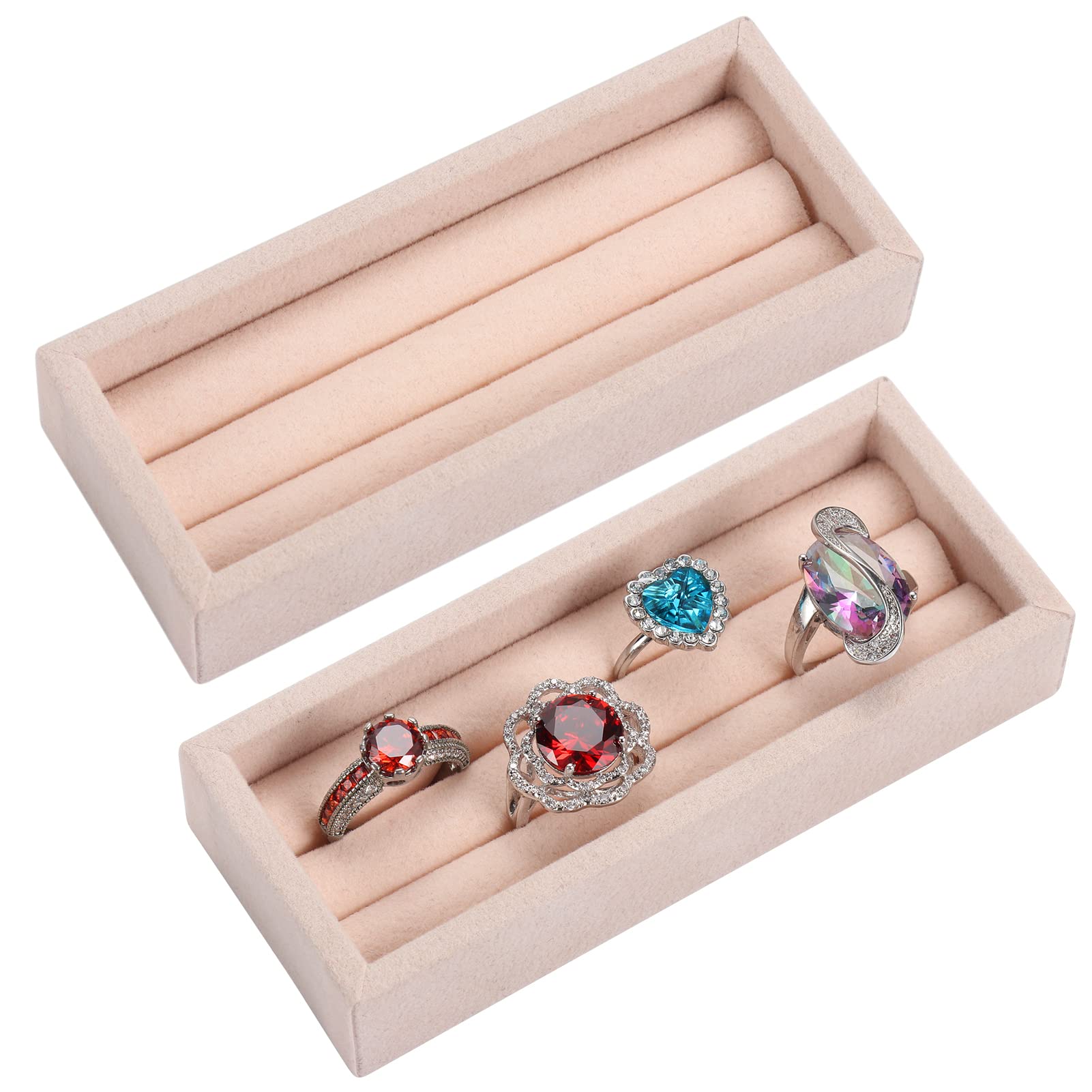 Valyria 2-Slot Velvet Ring Organizer & Earring Trays - Jewelry Box & Drawer Storage