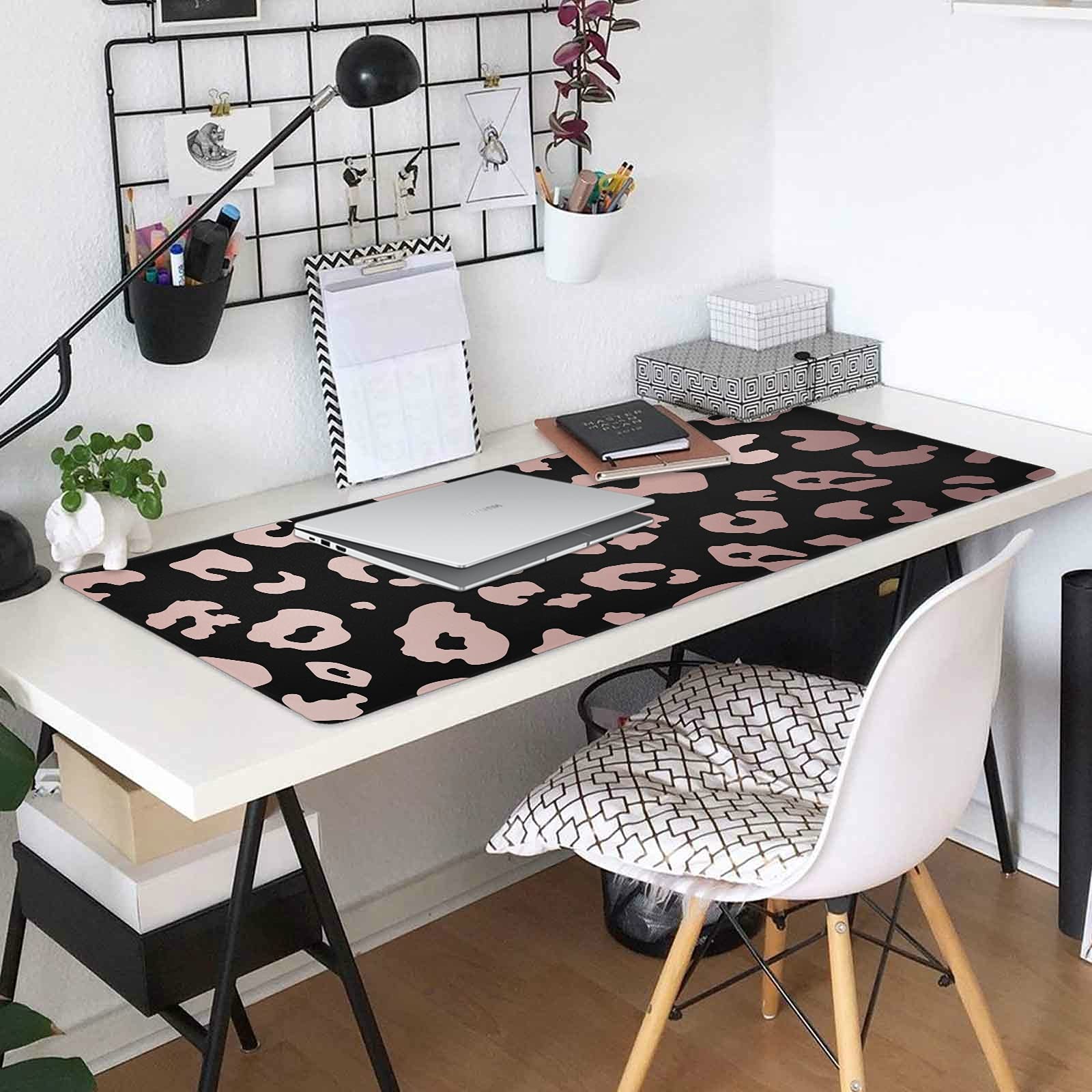 ALAZA Rose Gold Leopard Print Gaming Mouse Pad - Extra Large 35.4x15.7 Inch Non-Slip Rubber Base Mouse Mat for Computer, Laptop, Keyboard - Perfect for Home Office, Gaming Setup & Workstation