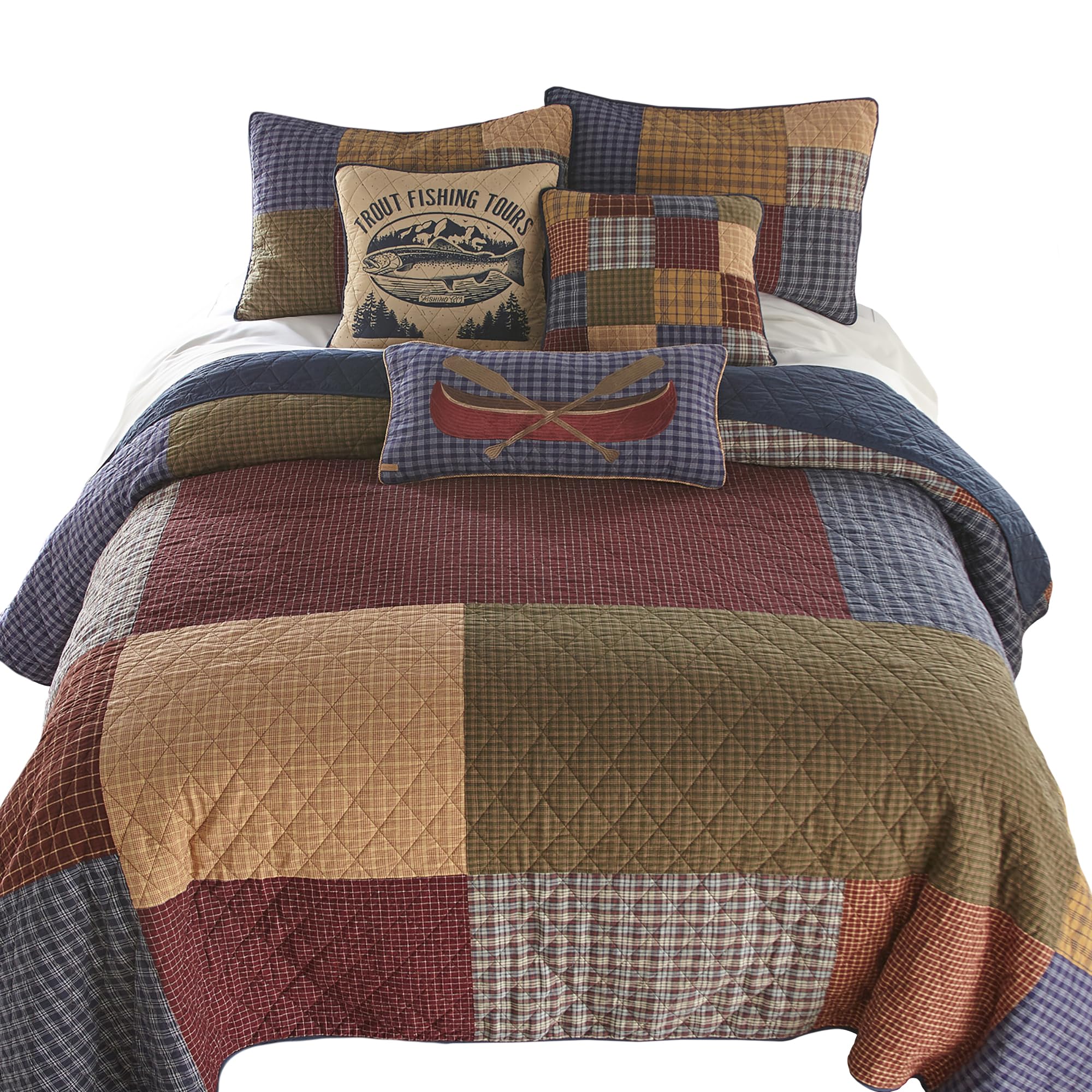 Donna Sharp Twin Quilt - Lakehouse Cotton Lodge Quilt with Colorful Patchwork Design - Machine Washable Bedding for Cozy Cabin, Farmhouse & Guest Room Decor