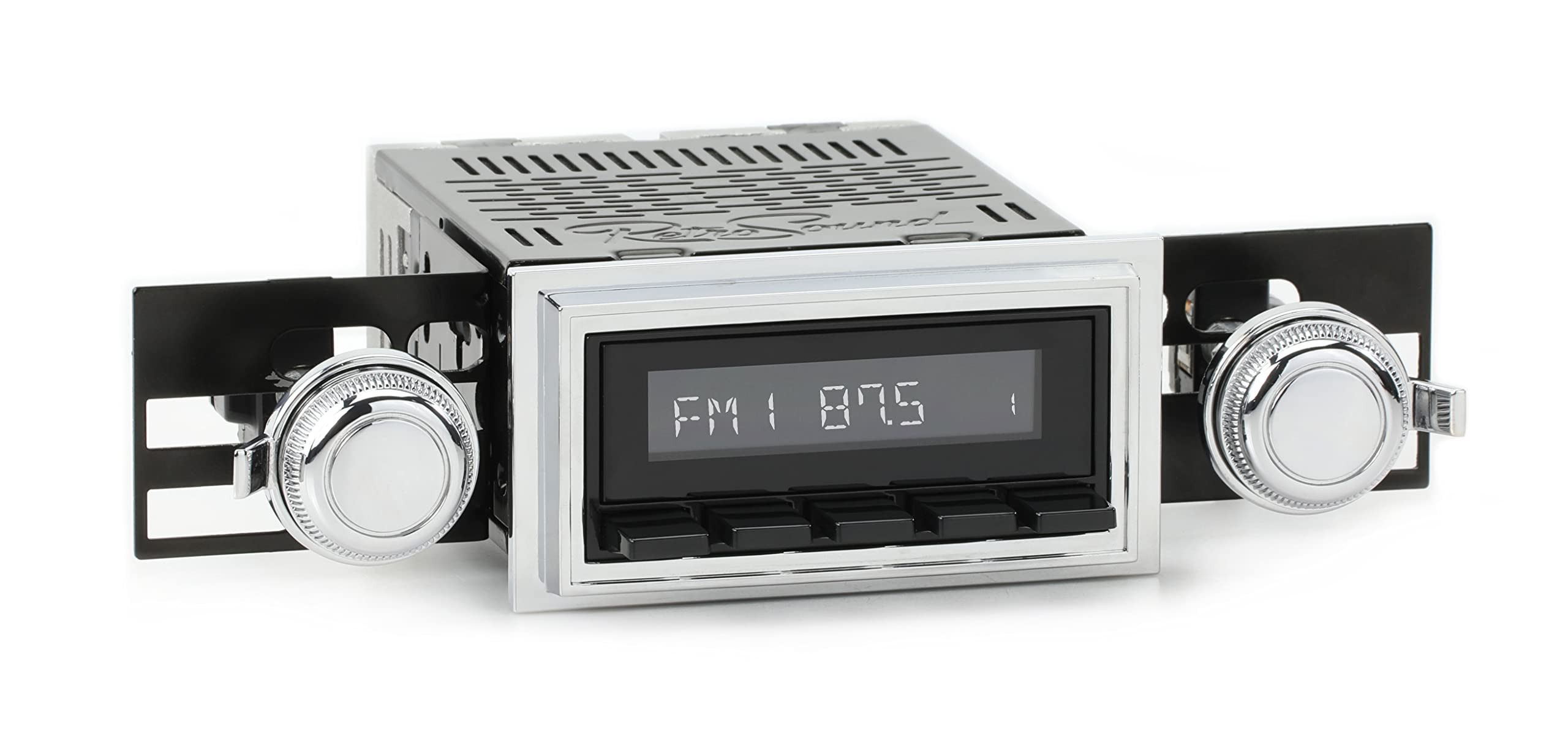 RetroSound HB-126-03-73 Hermosa Direct-Fit Classic Car Radio - Black Face with Chrome Bezel for Vintage Vehicles | Perfect for 60s-70s Muscle Cars & Restorations