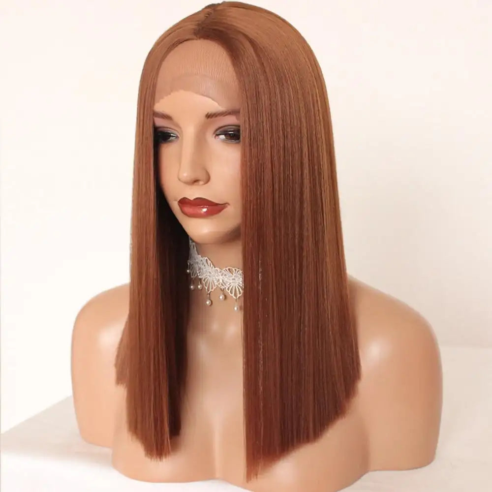 Tammy Blunt Cut Lob Hair Wig - Natural Synthetic Lace Front Wig for Women | Perfect for Cosplay, Daily Wear & Special Occasions
