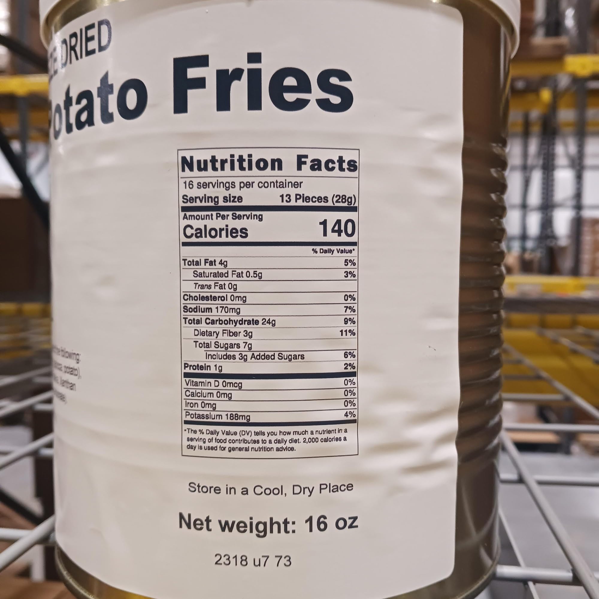 Freeze Dried Sweet Potato Fries - 16 Oz Can with 25 Year Shelf Life | Healthy Snack for Camping, Hiking & Emergency Food Storage