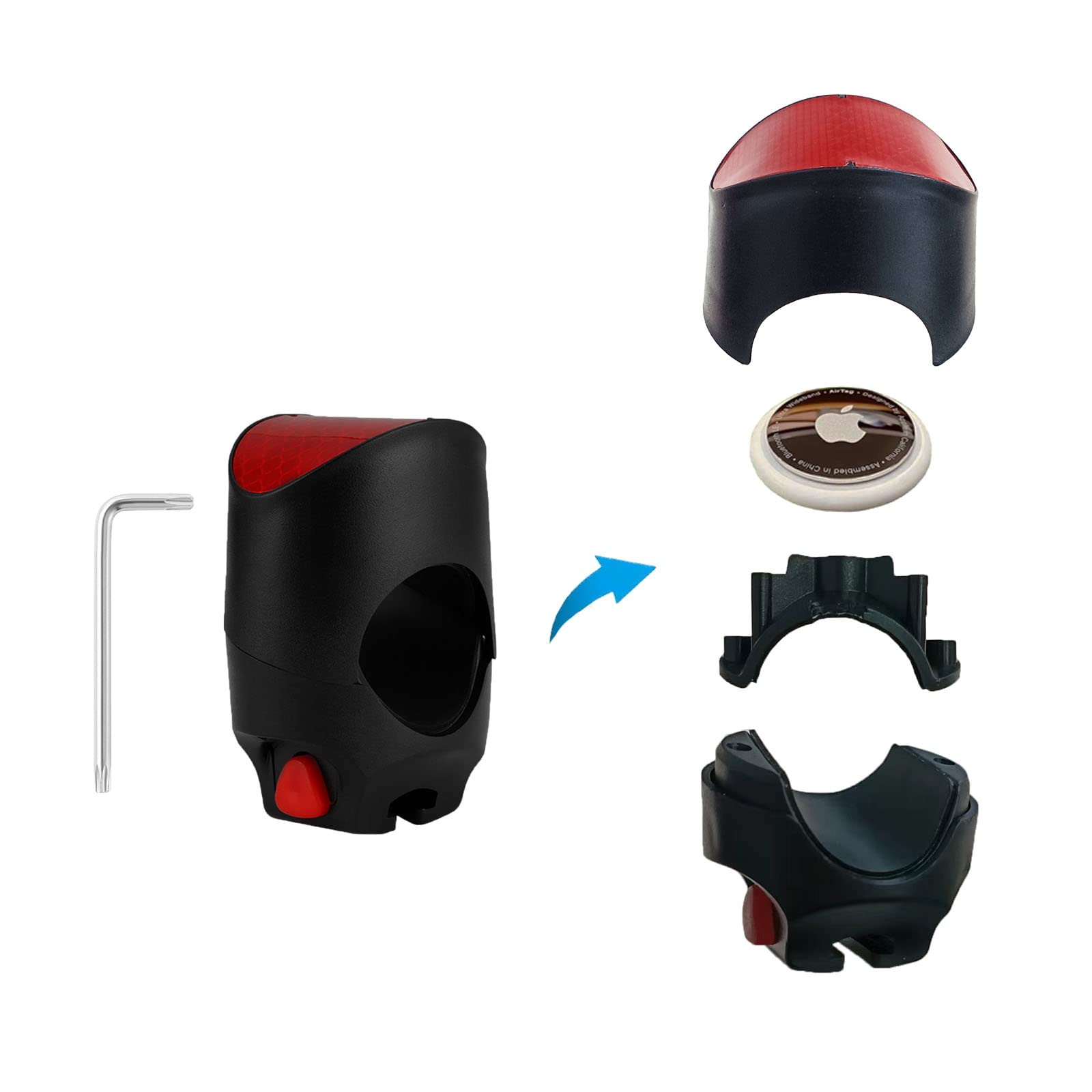 Hidden Apple AirTag Bike Mount - Anti-Theft GPS Tracker & Reflector for Bicycle, Mountain Bike, E-Bike & Scooter | Secure Bike Lock Accessory for Outdoor Cycling & Commuting