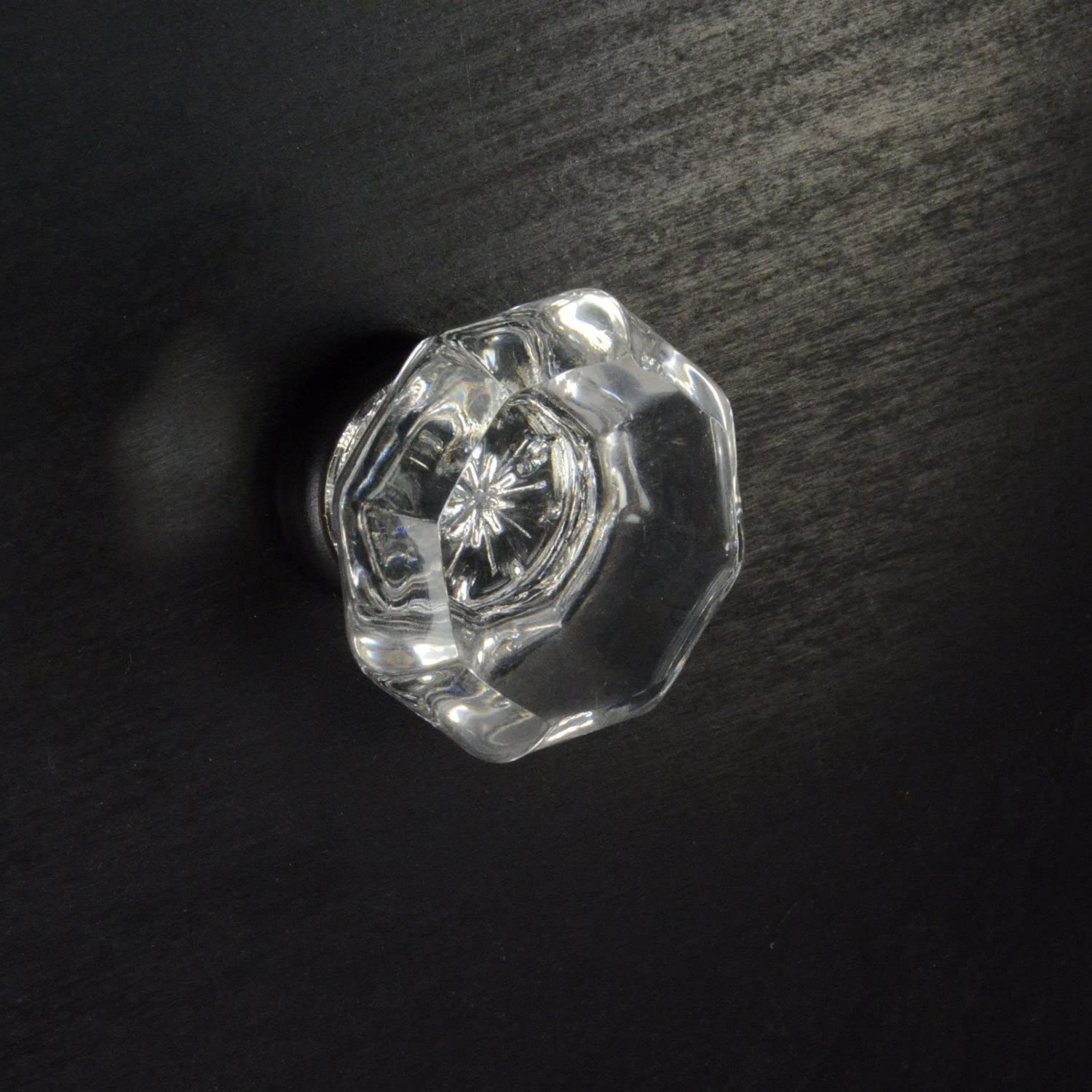10 Pack Clear Glass Cabinet Knobs with Black Base - 1-3/8
