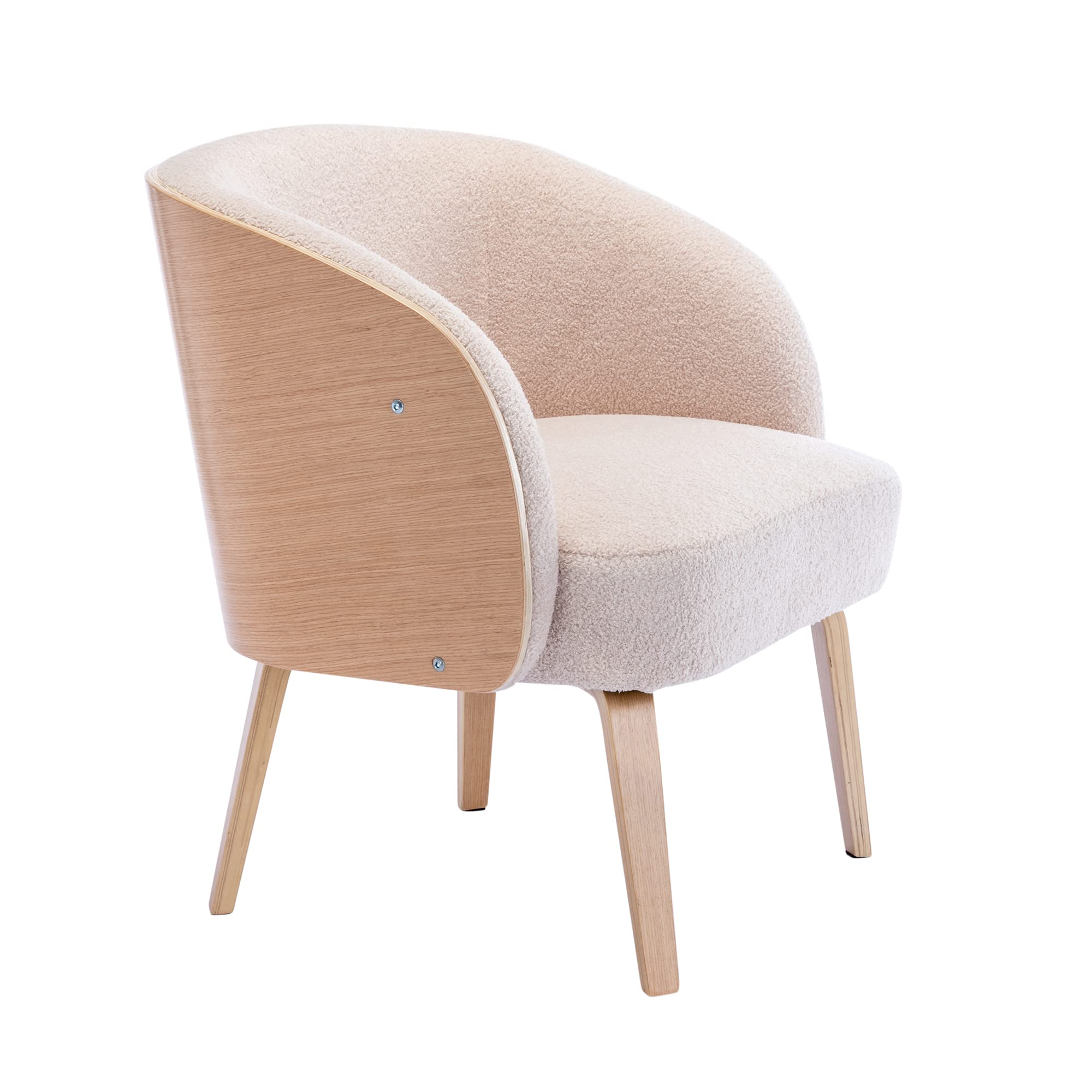 Hengming Lamb-Hair Accent Chair - Upholstered Living Room Chair, Bedroom Chair, Bentwood Sofa Chair in Pink - Perfect for Cozy Reading Nooks, Lounge Areas & Home Decor