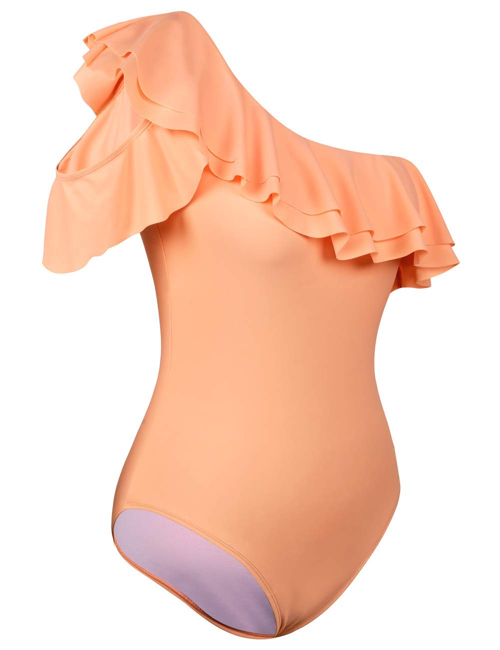 Hilor Women's One Shoulder Asymmetric One Piece Swimsuit with Ruffles - Sexy Bathing Suit for Beach, Pool Party & Summer Vacation