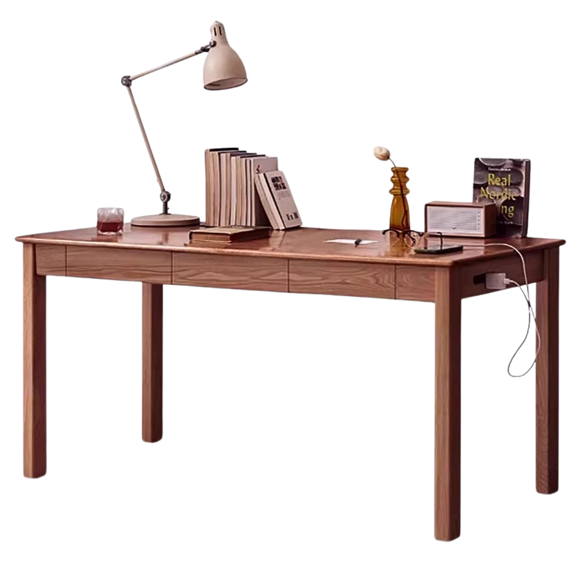 Premium Solid Wood Office Desk - Black Walnut, Oak & Ash Options | Modern Home Office & Executive Workspace Furniture