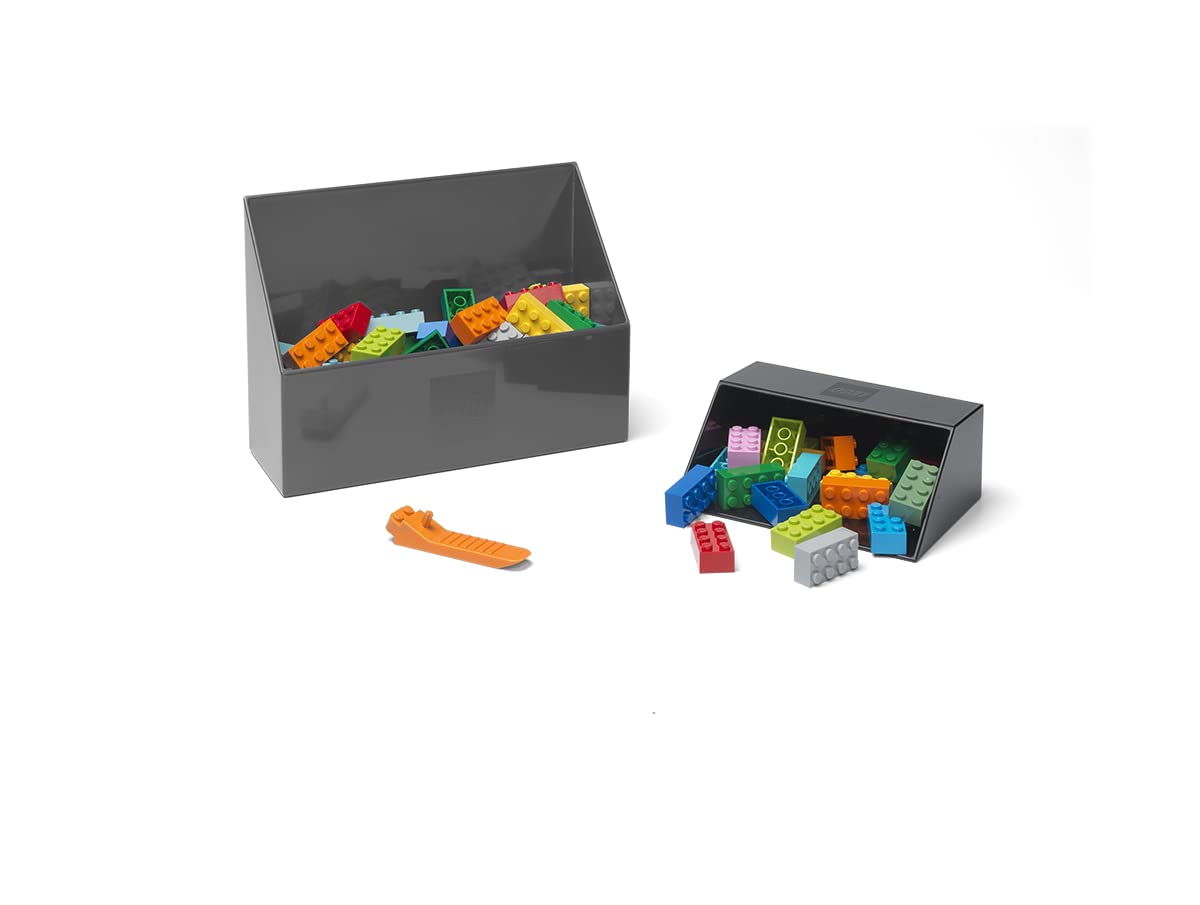 LEGO® Brick Scooper Set with 2 Sizes of Scoopers & Brick Separator - Fast LEGO® Cleanup Tool for Kids & Adults - Perfect for Organizing LEGO® Bricks, Building Projects & Playroom Storage (Grey)