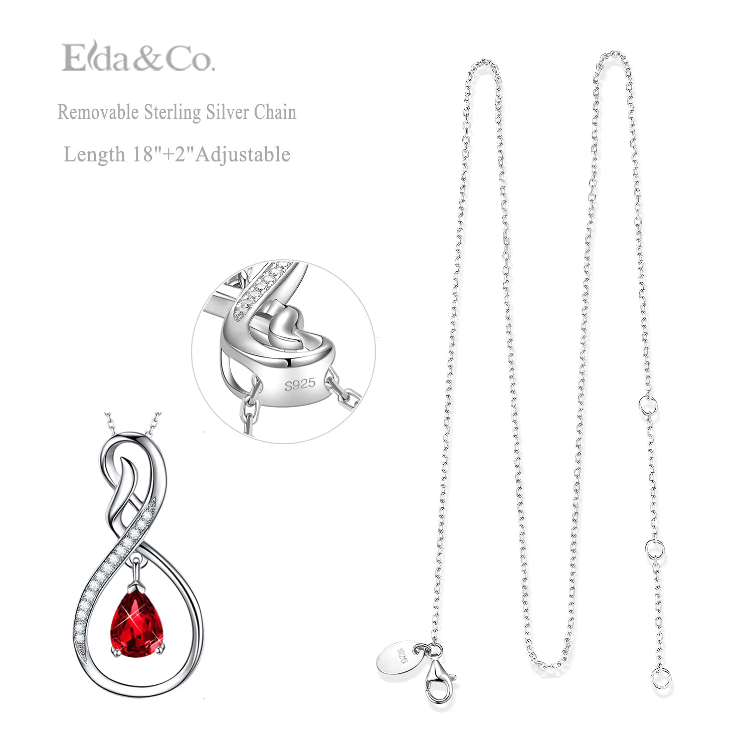 Forever Love Infinity Necklace for Women - April & May Birthstone Jewelry with Simulated Diamond & Emerald - 925 Sterling Silver Necklace Gift for Wife, Mom, Her | Perfect for Birthday, Anniversary & Special Occasions