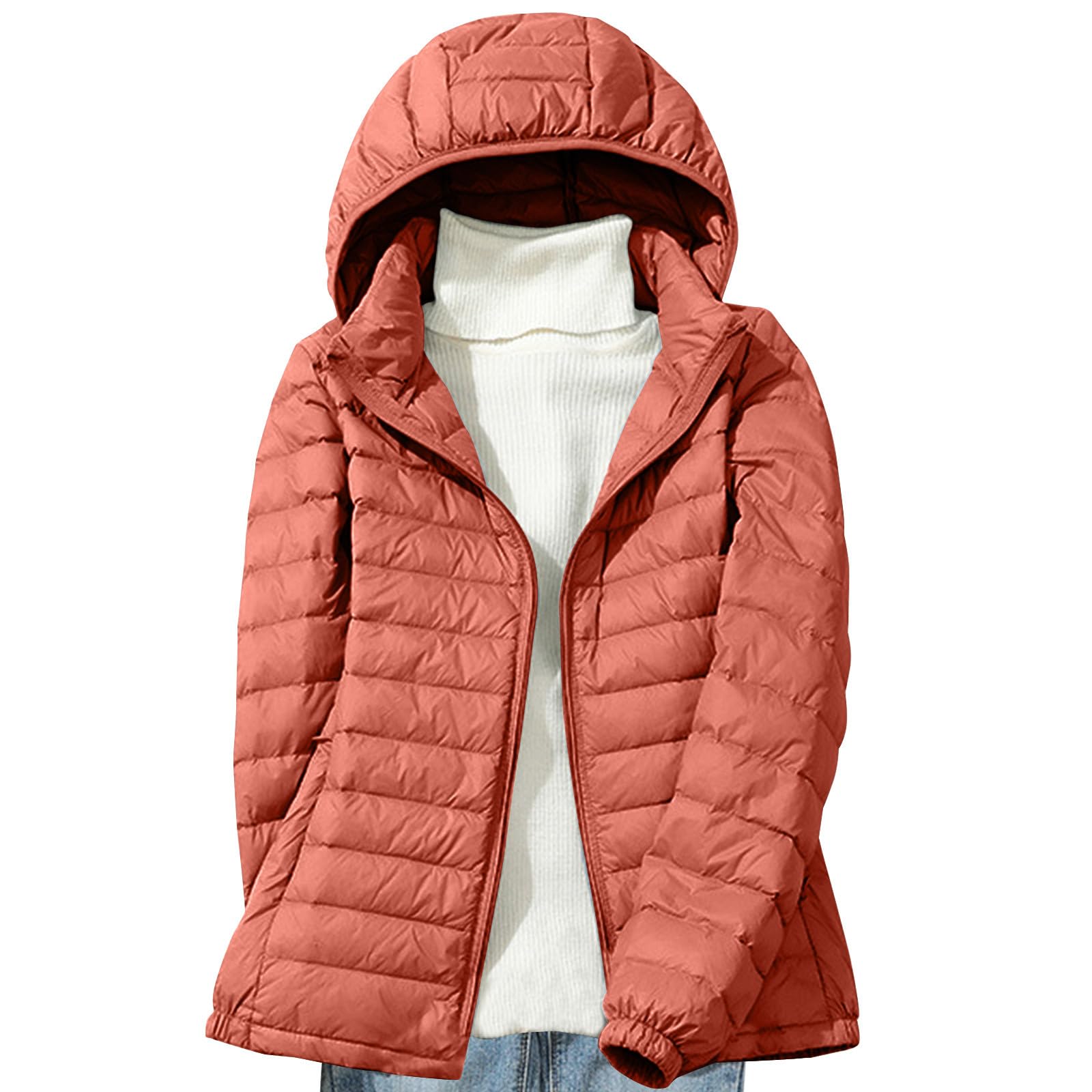 Firzero Women's Plus Size Lightweight Packable Down Puffer Jacket - Winter Warm Hooded Coat Windbreaker for Outdoor Activities & Travel