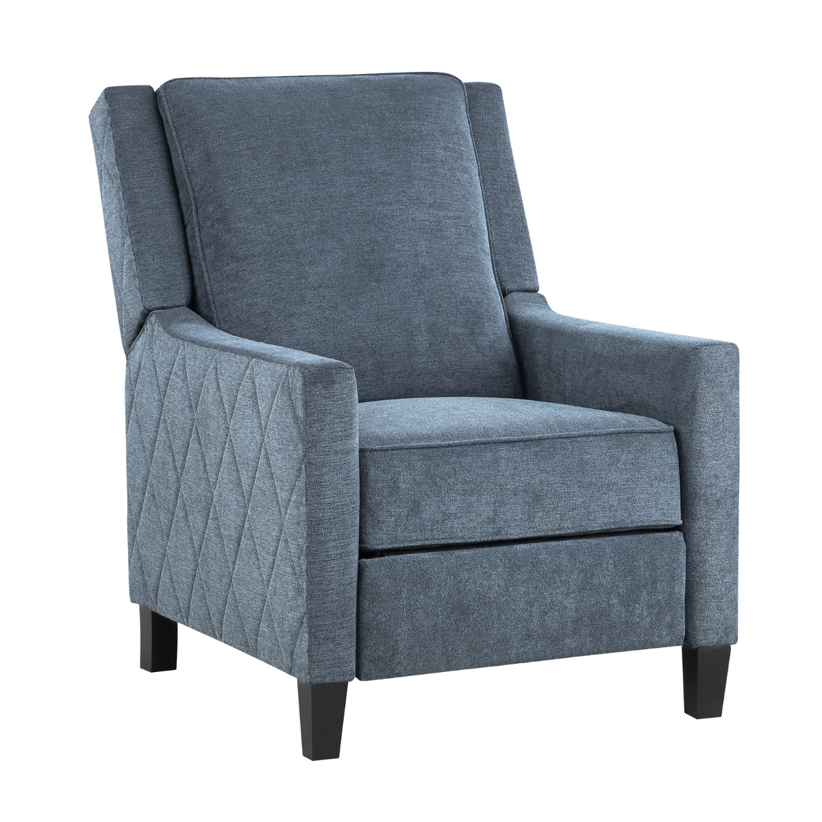 Banks II Self-Reclining Armchair - Blue Textured Fabric Living Room Chair for Relaxing & Lounging | Comfortable Recliner for Home Theater, Gaming & Reading Nook