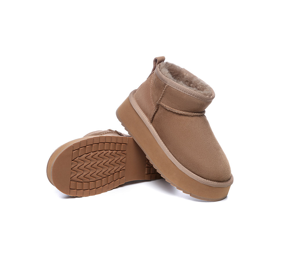 Australian Shepherd® UGG Boots - Genuine Sheepskin Wool Ankle Boots for Women, Ultra Mini Platform Winter Boots - Perfect for Cold Weather, Indoor Comfort & Casual Outfits