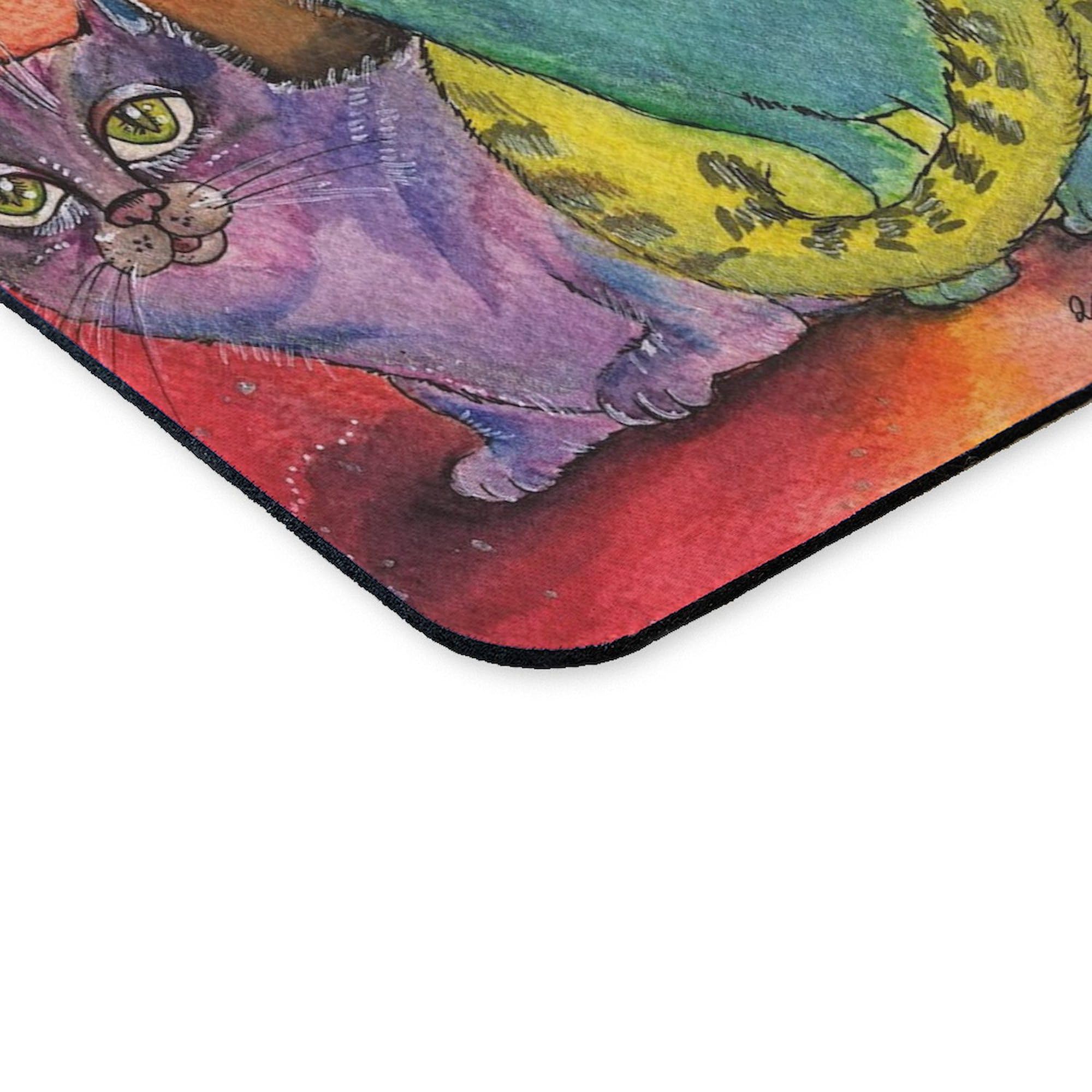 Non-Slip Rubber Gaming Mouse Pad with Rainbow Cats Design - Perfect for Office, Home & Gaming Setup | CafePress